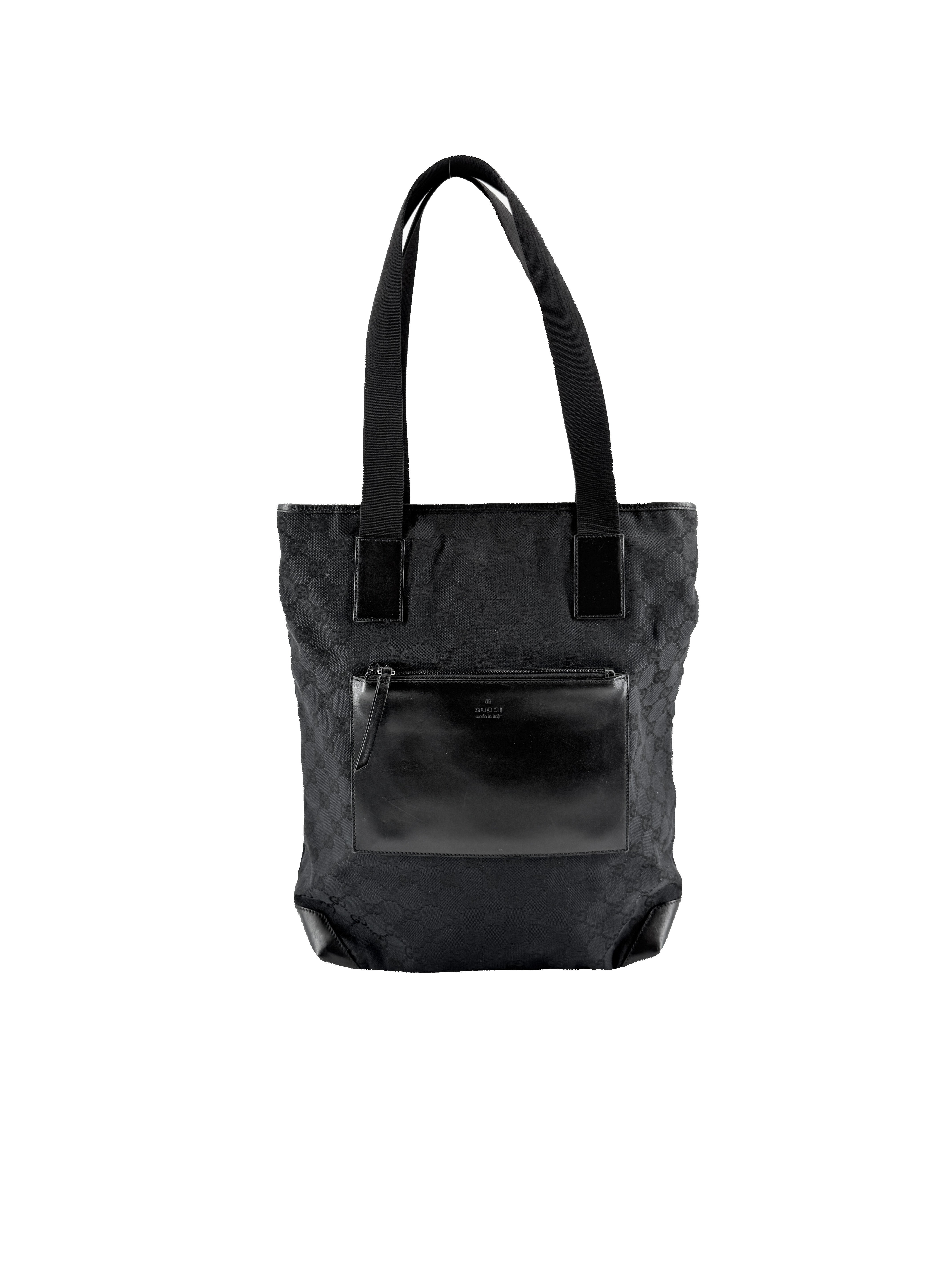 Gucci black front pocket canvas tote 019-0401 200047