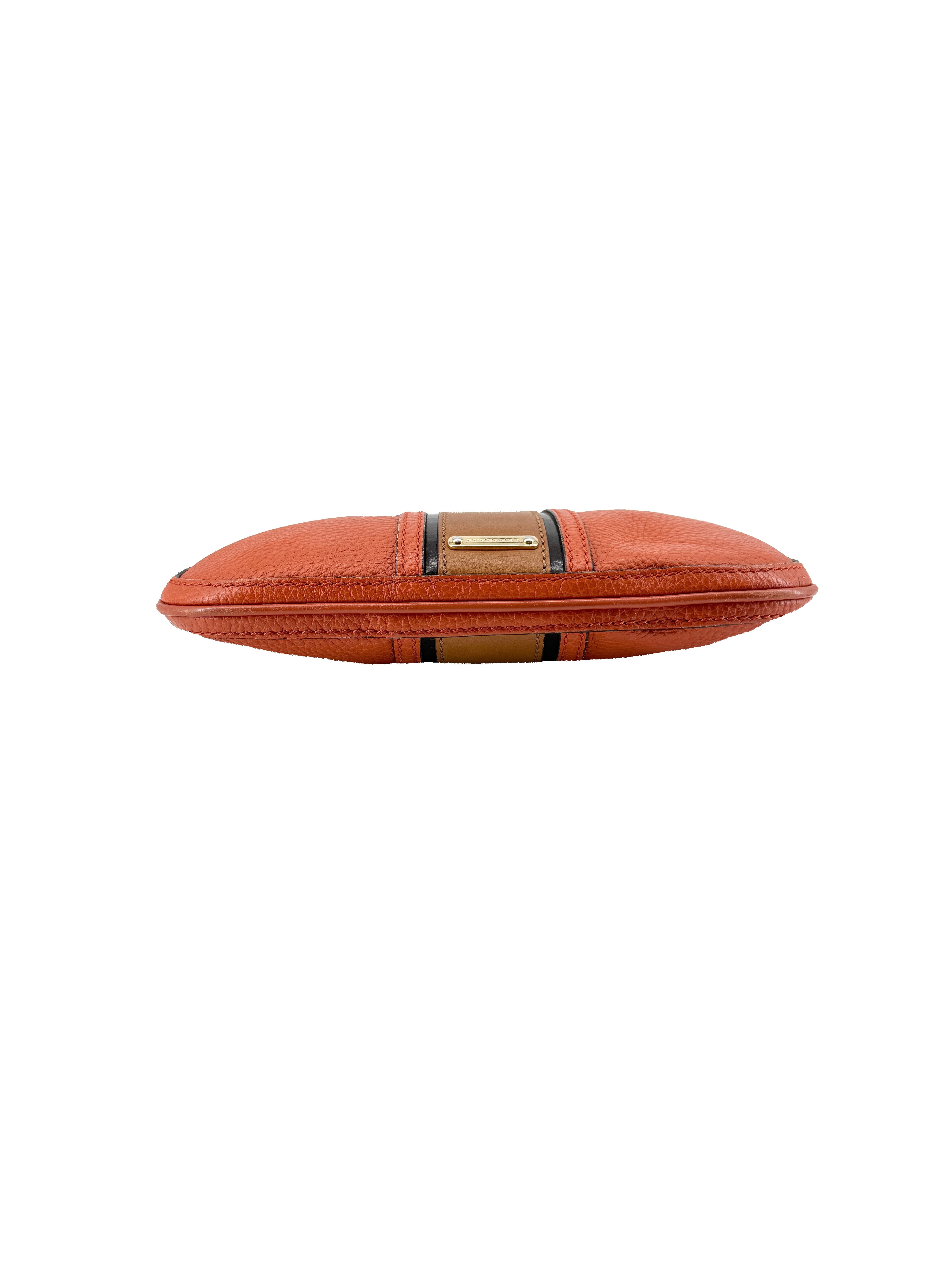 Burberry orange leather wristlet