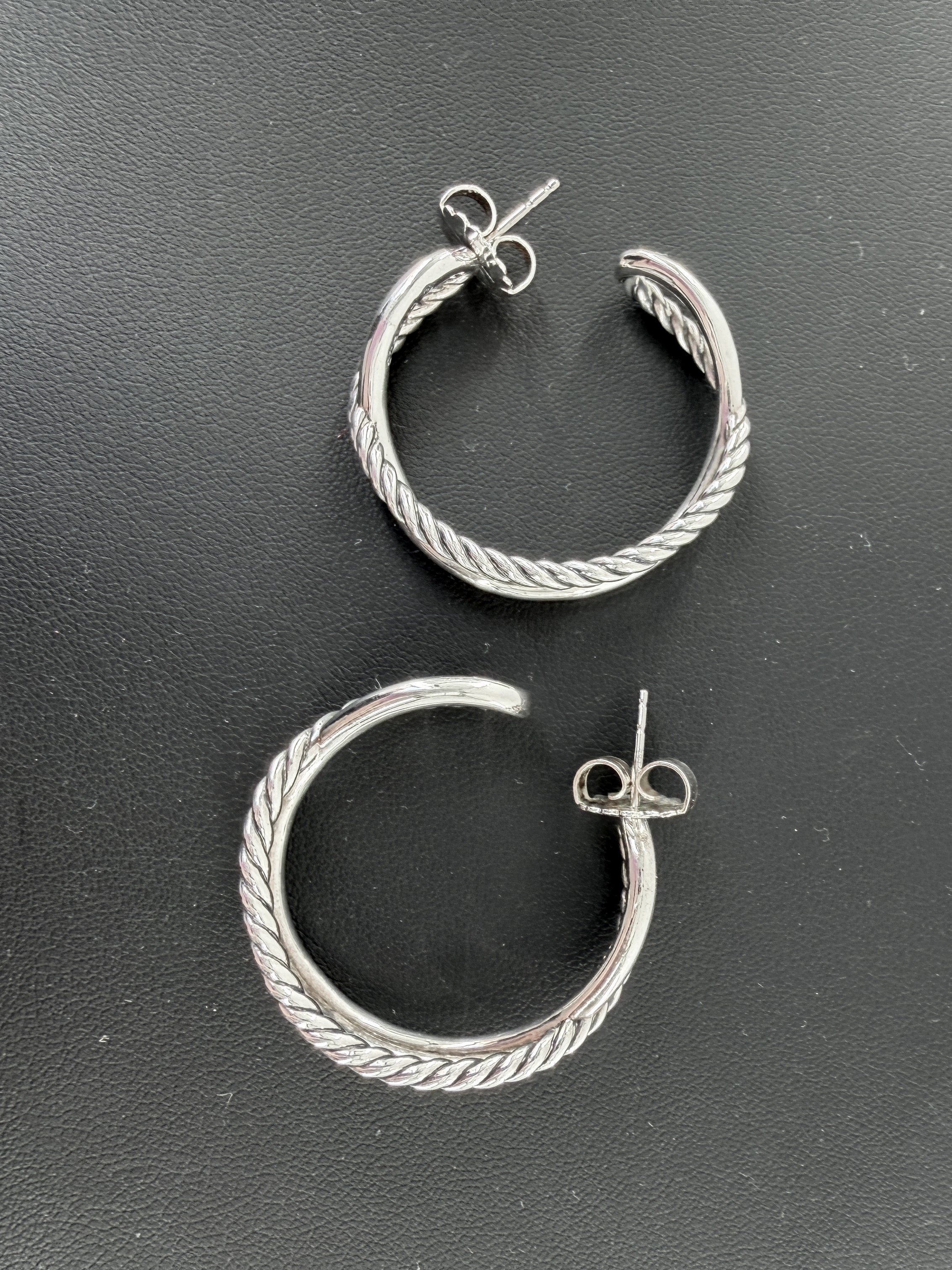 David Yurman sterling silver crossover hoop earrings