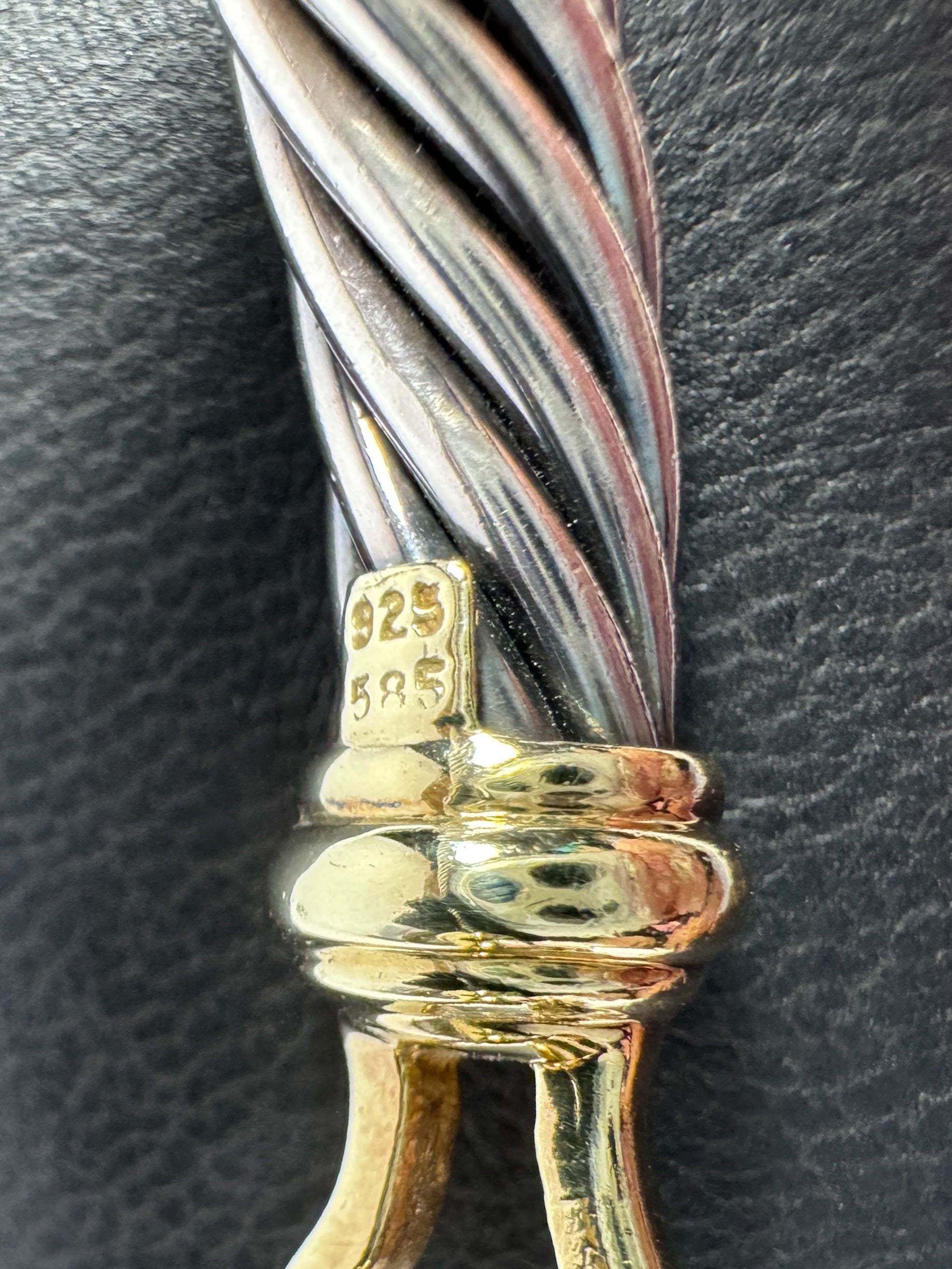 David Yurman sterling silver 14k gold buckle 7mm cable bracelet