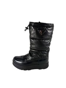 Prada black leather padded Moon boots size 37.5 **as is**