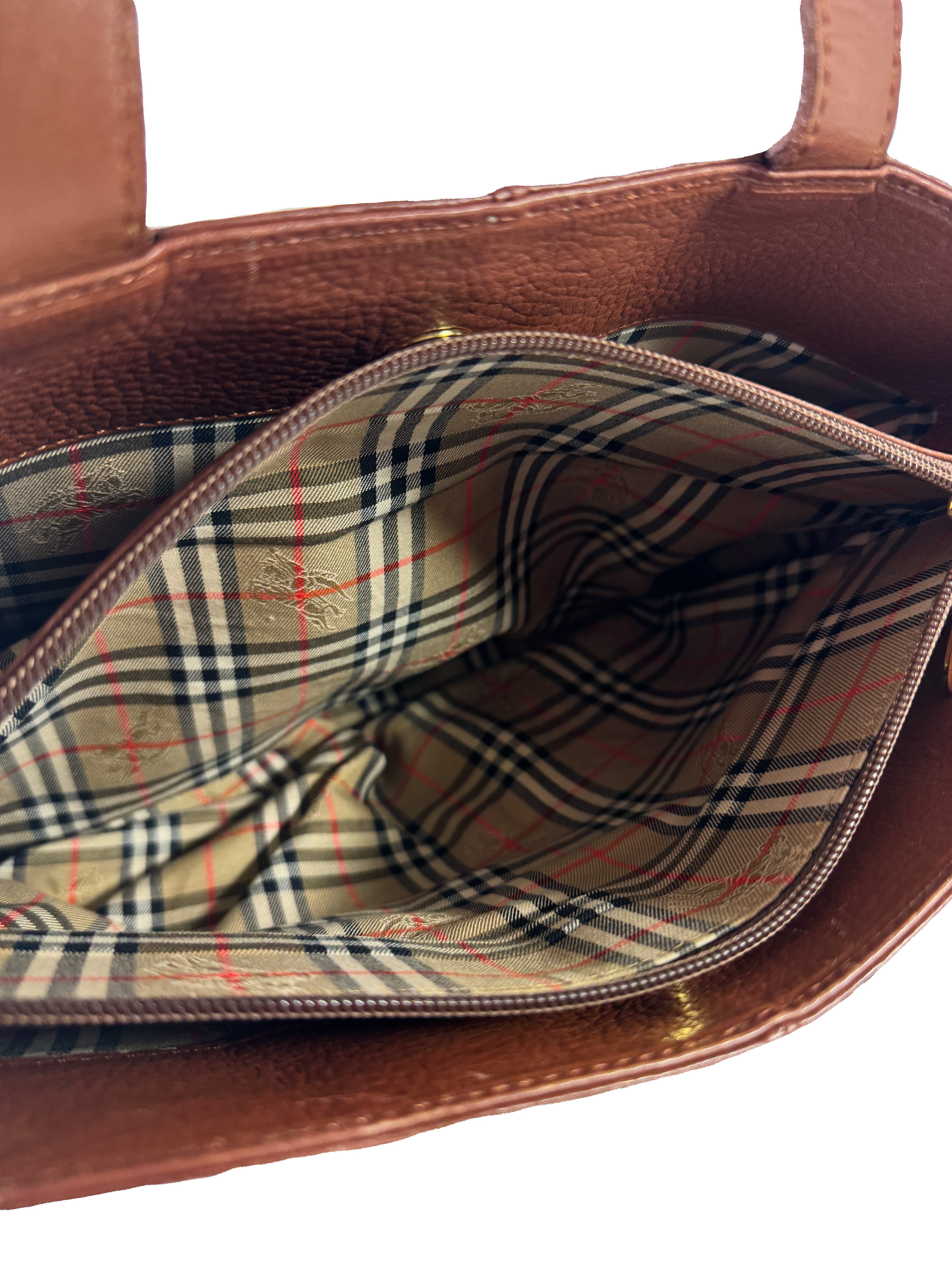 Burberry brown leather vintage small tote