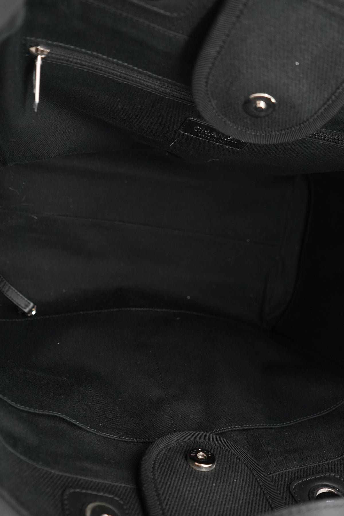 Chanel black studded faux pearl Deauville tote 29781484