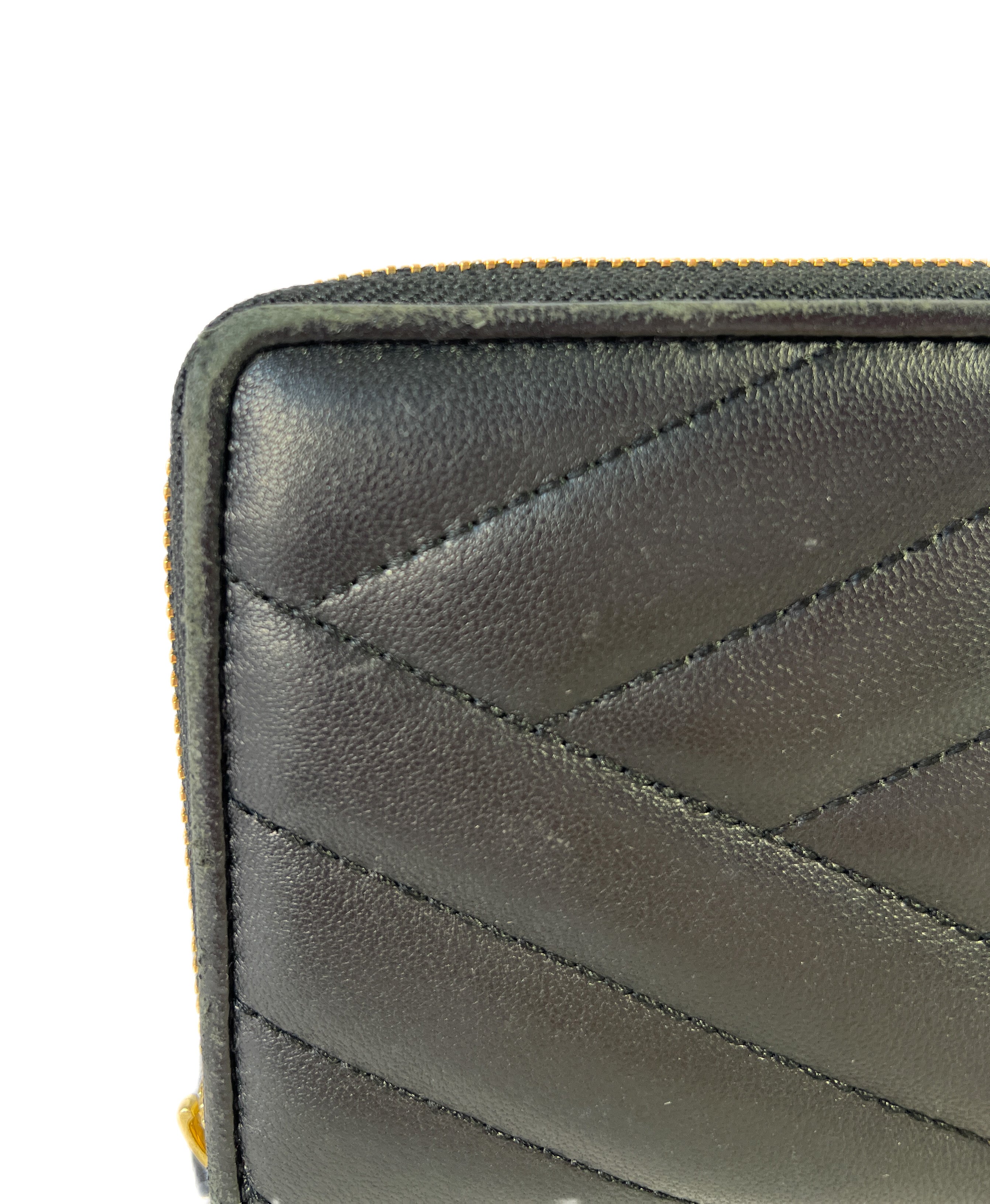 Tory Burch Kira quilted black leather zip around wallet