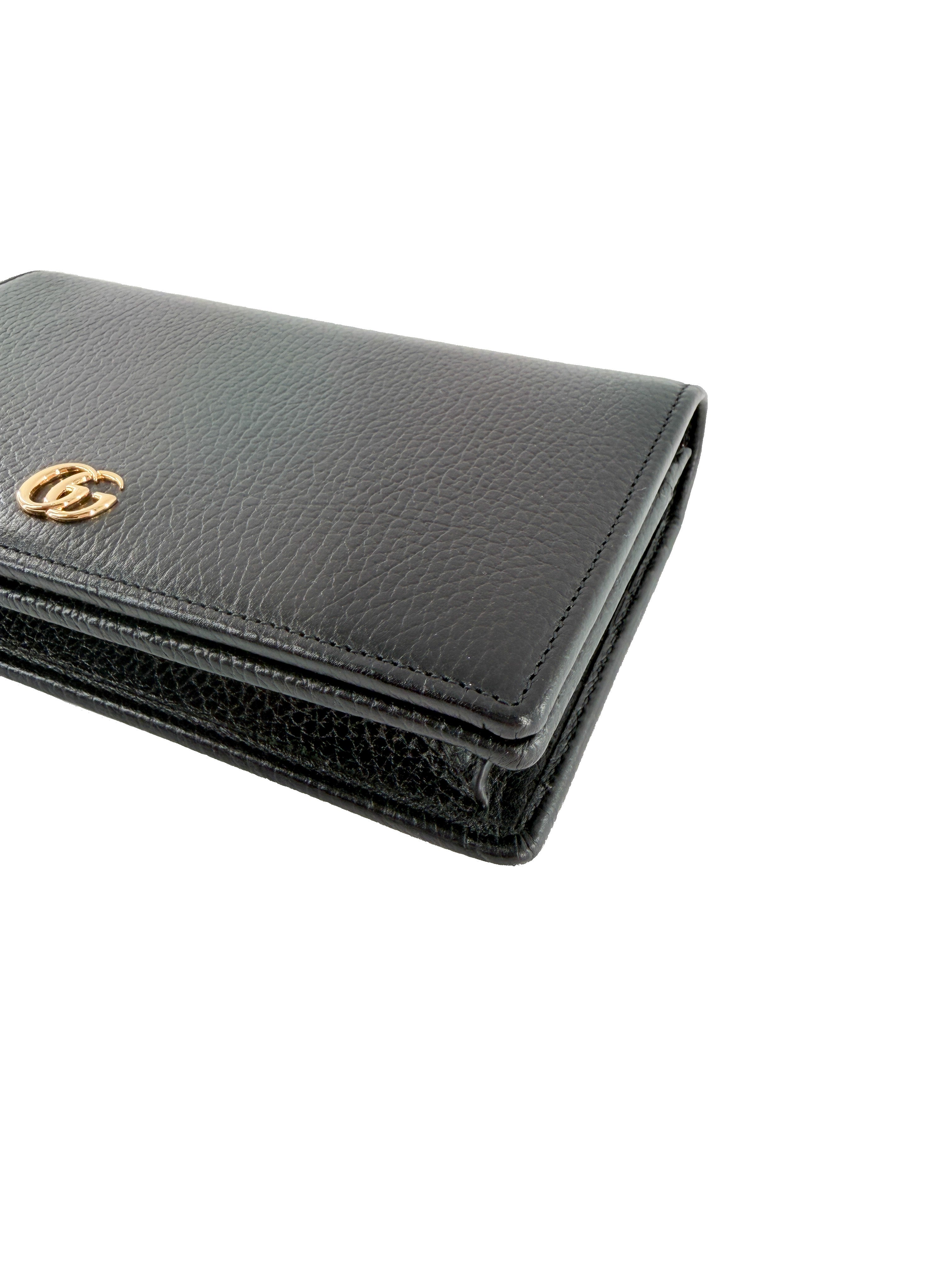 Gucci black leather Marmont wallet on chain 497985 2184