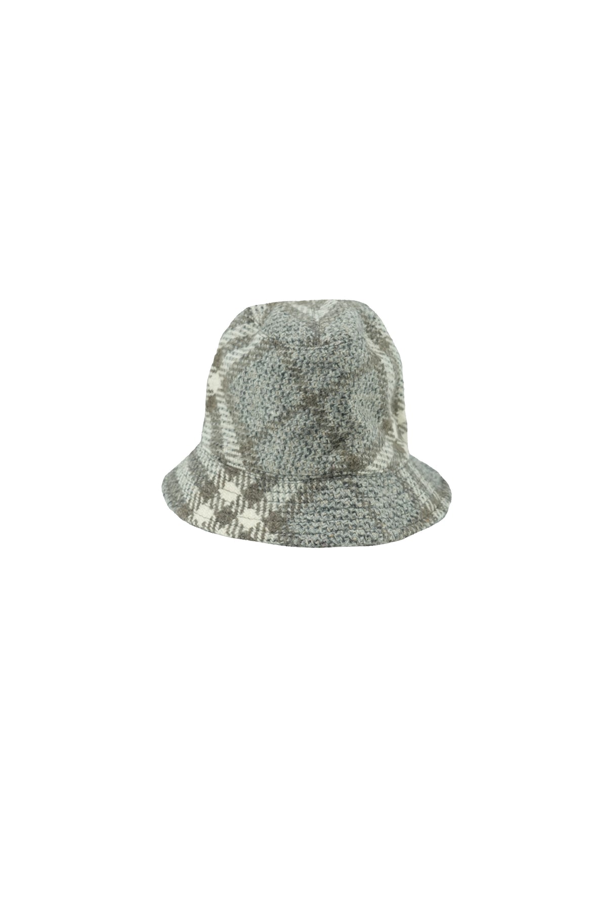Burberry gray, brown, cream plaid wool bucket hat size M