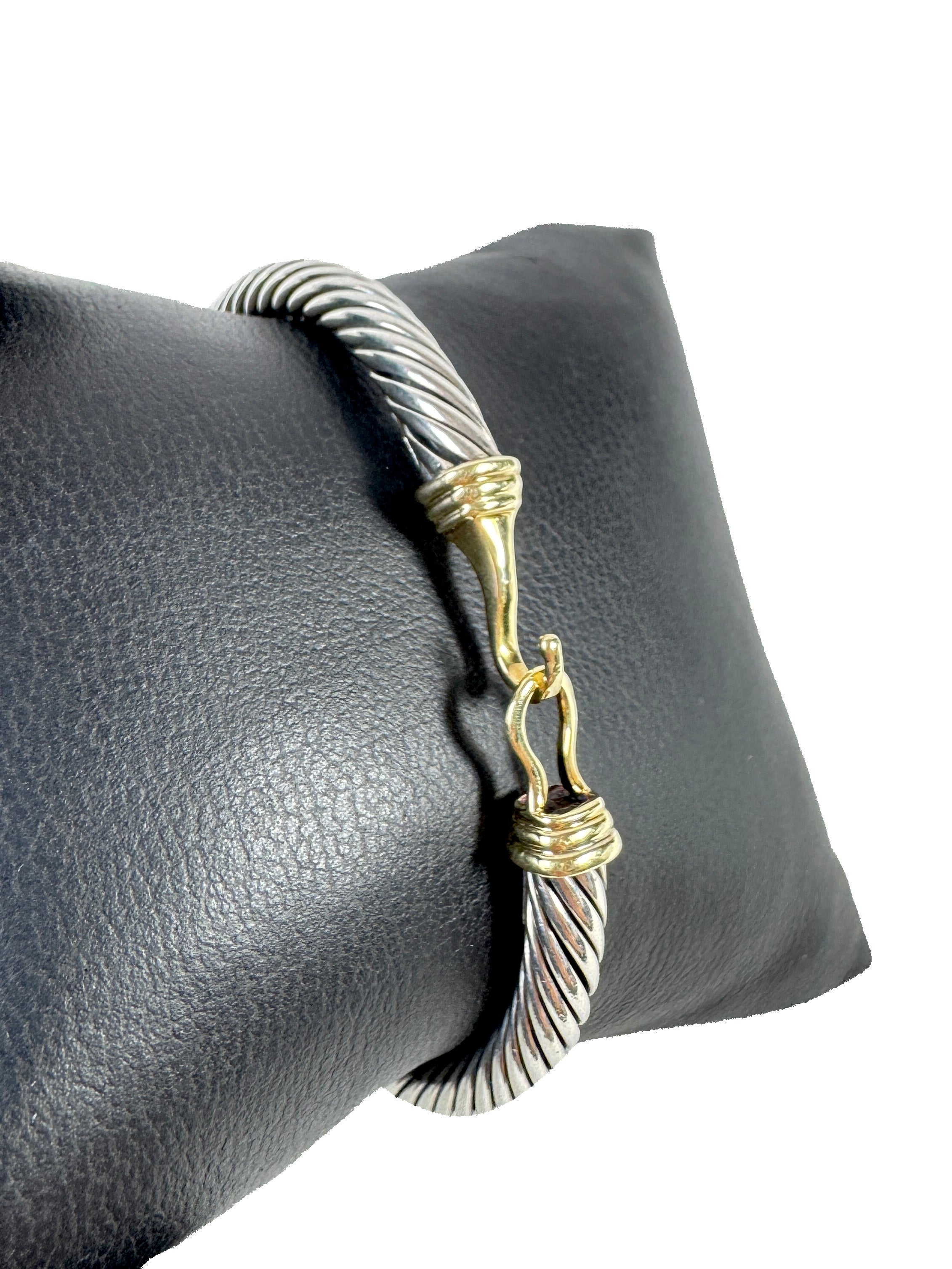 David Yurman sterling silver 14k gold 5mm buckle cable bracelet