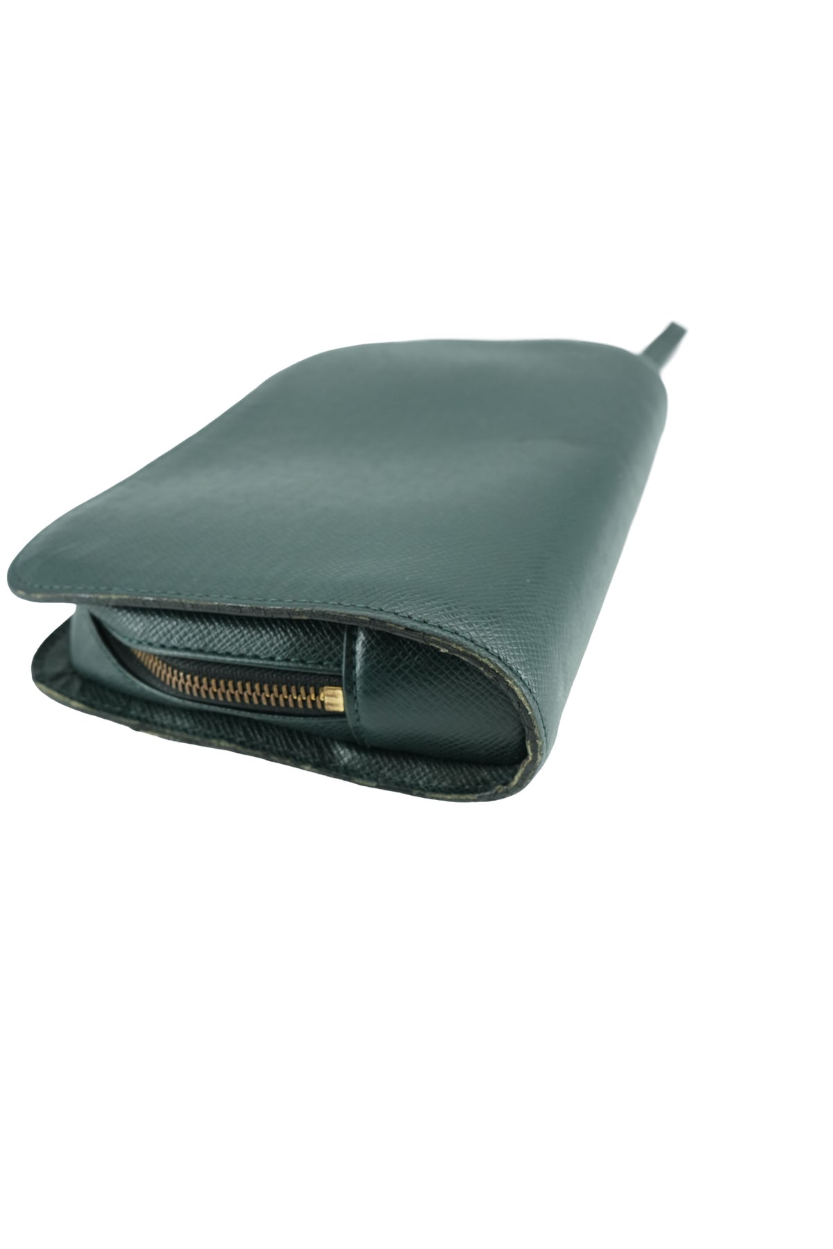 Louis Vuitton green Baikal Taiga leather wristlet/clutch VI0957