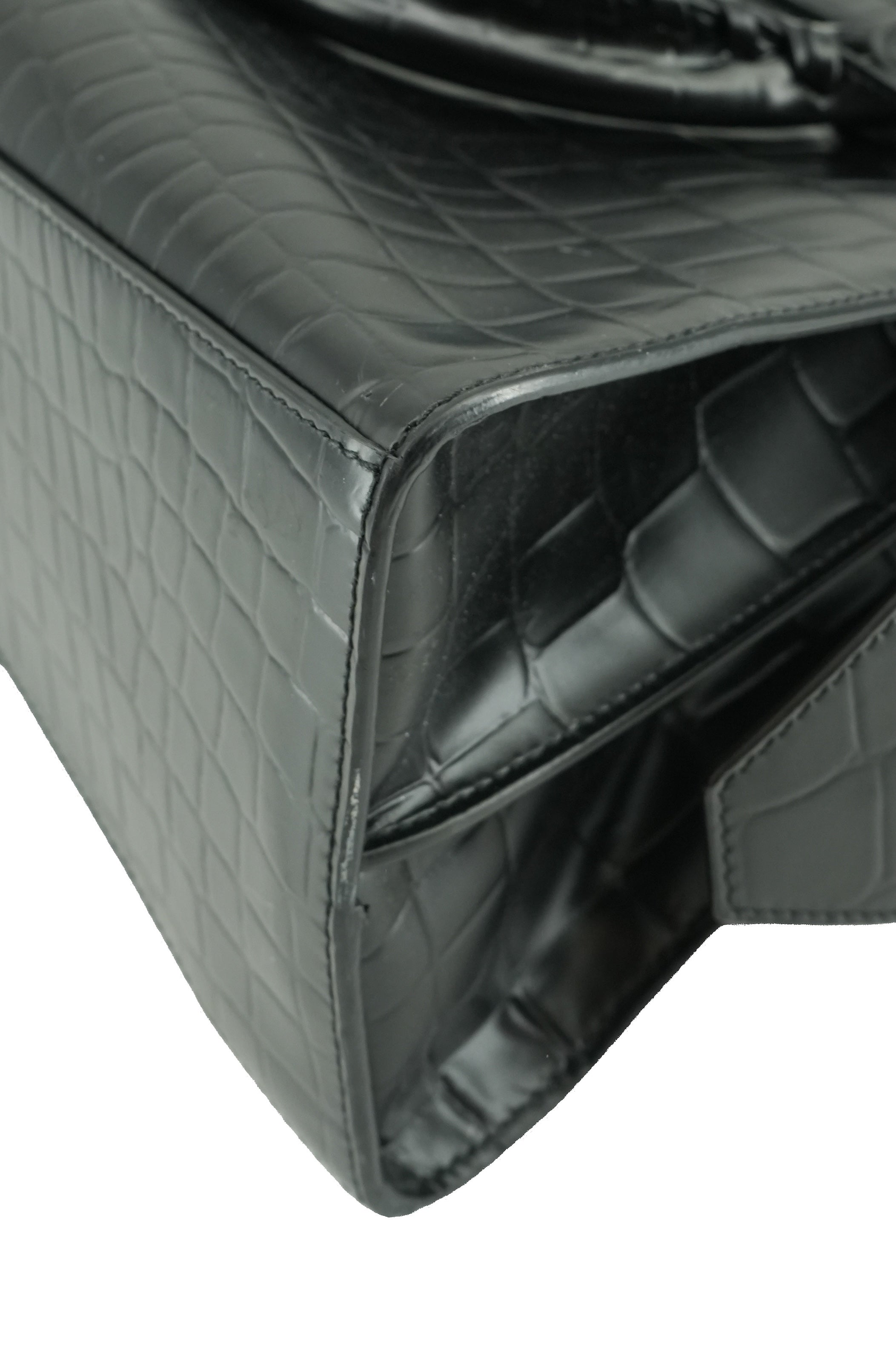 Balenciaga black croc embossed small Neo Classic City
