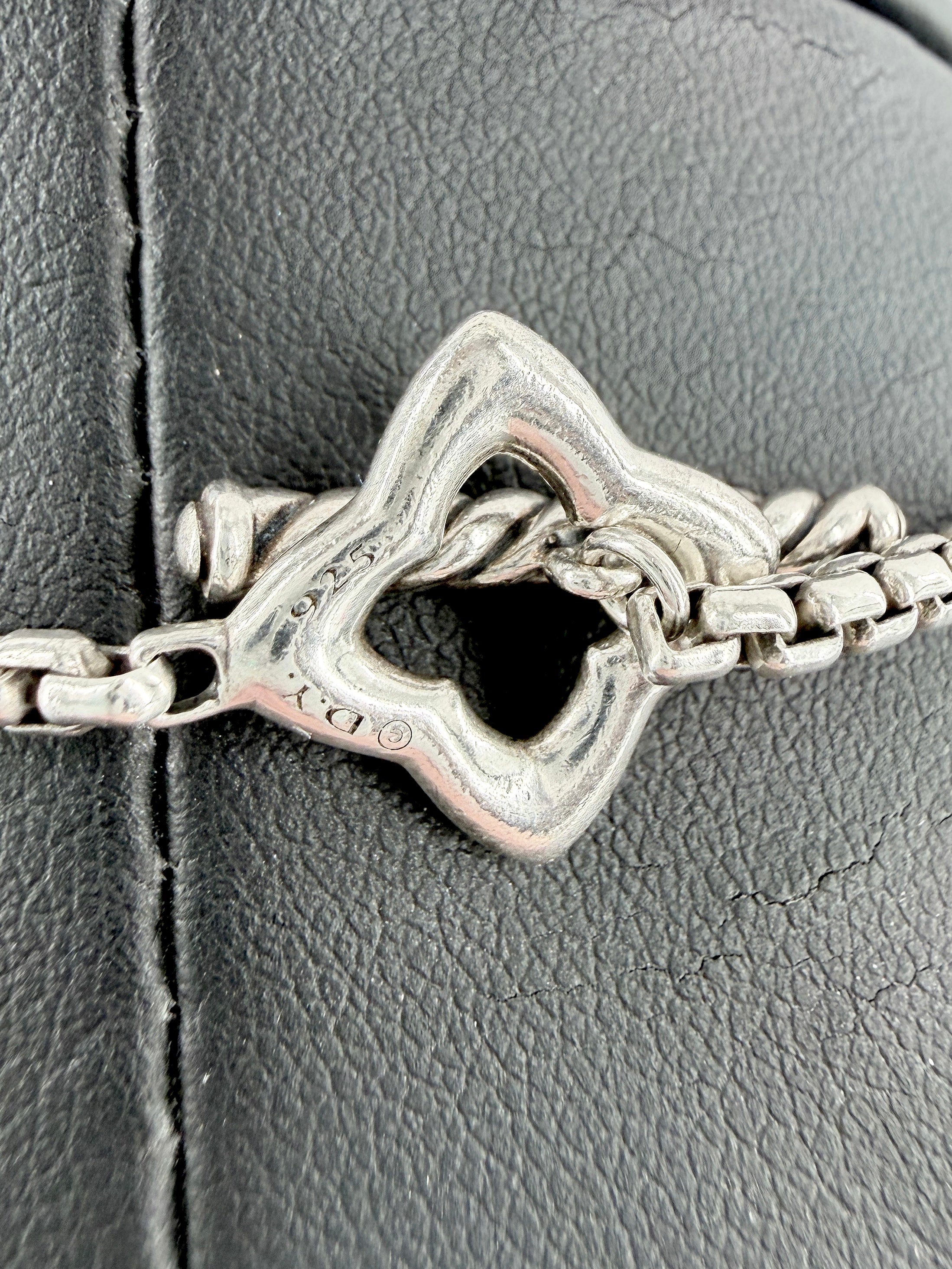 David Yurman sterling silver 25mm Quatrefoil chain necklace