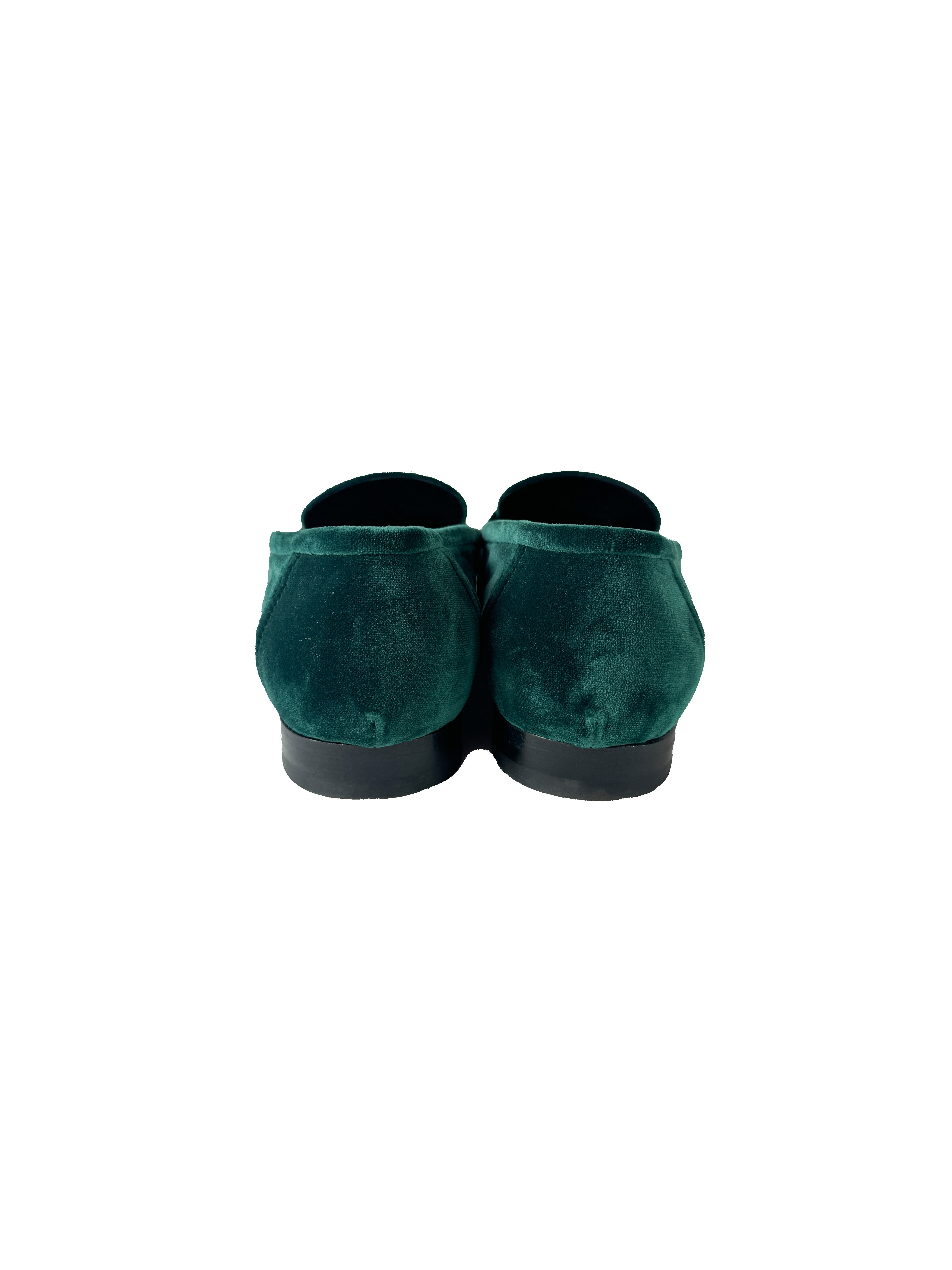 Hermès green velvet Paris loafers 38 Vert Fonce HC232135Z 23 07