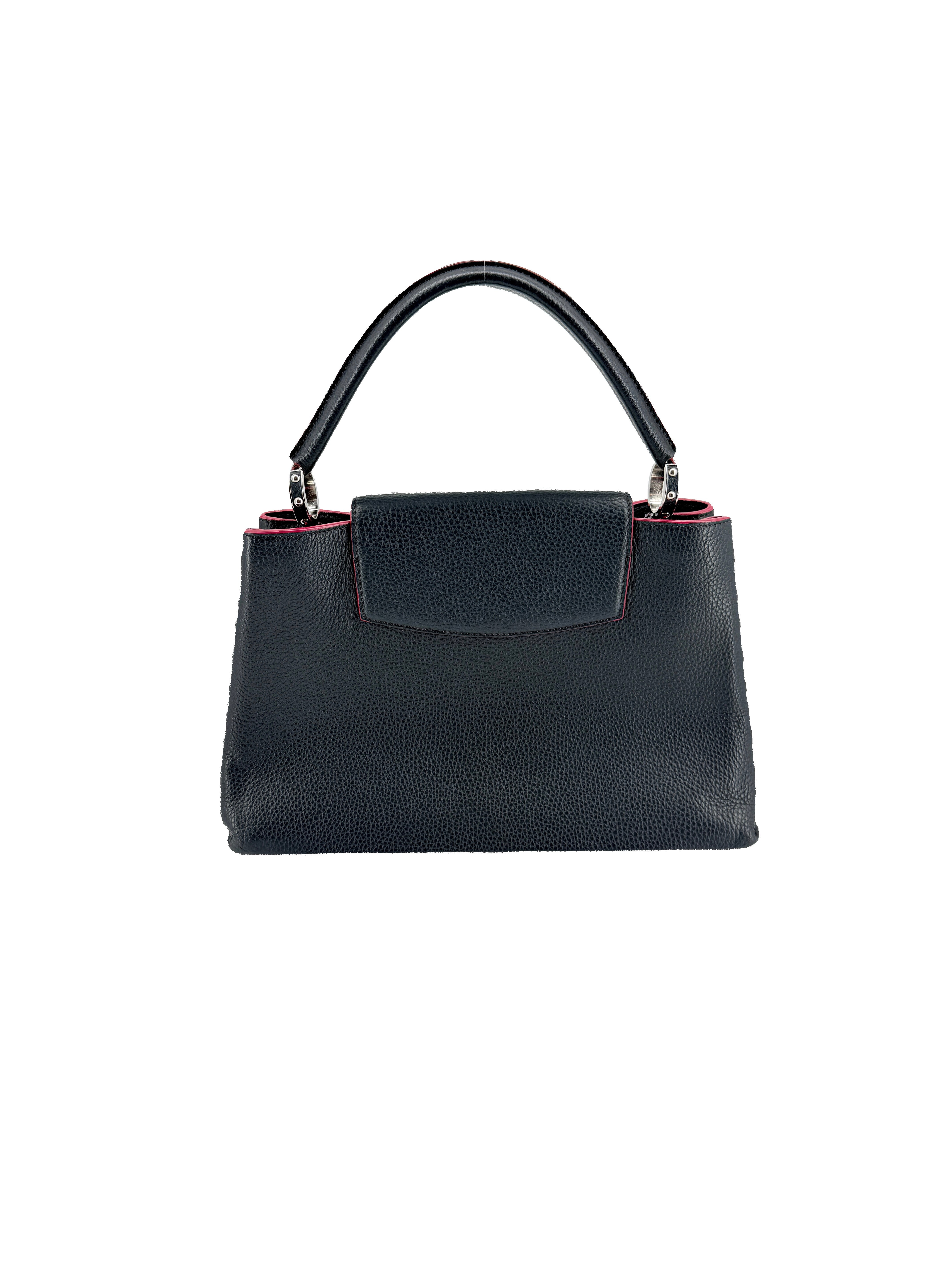 Louis Vuitton black leather Capucines Bag MM AR1105