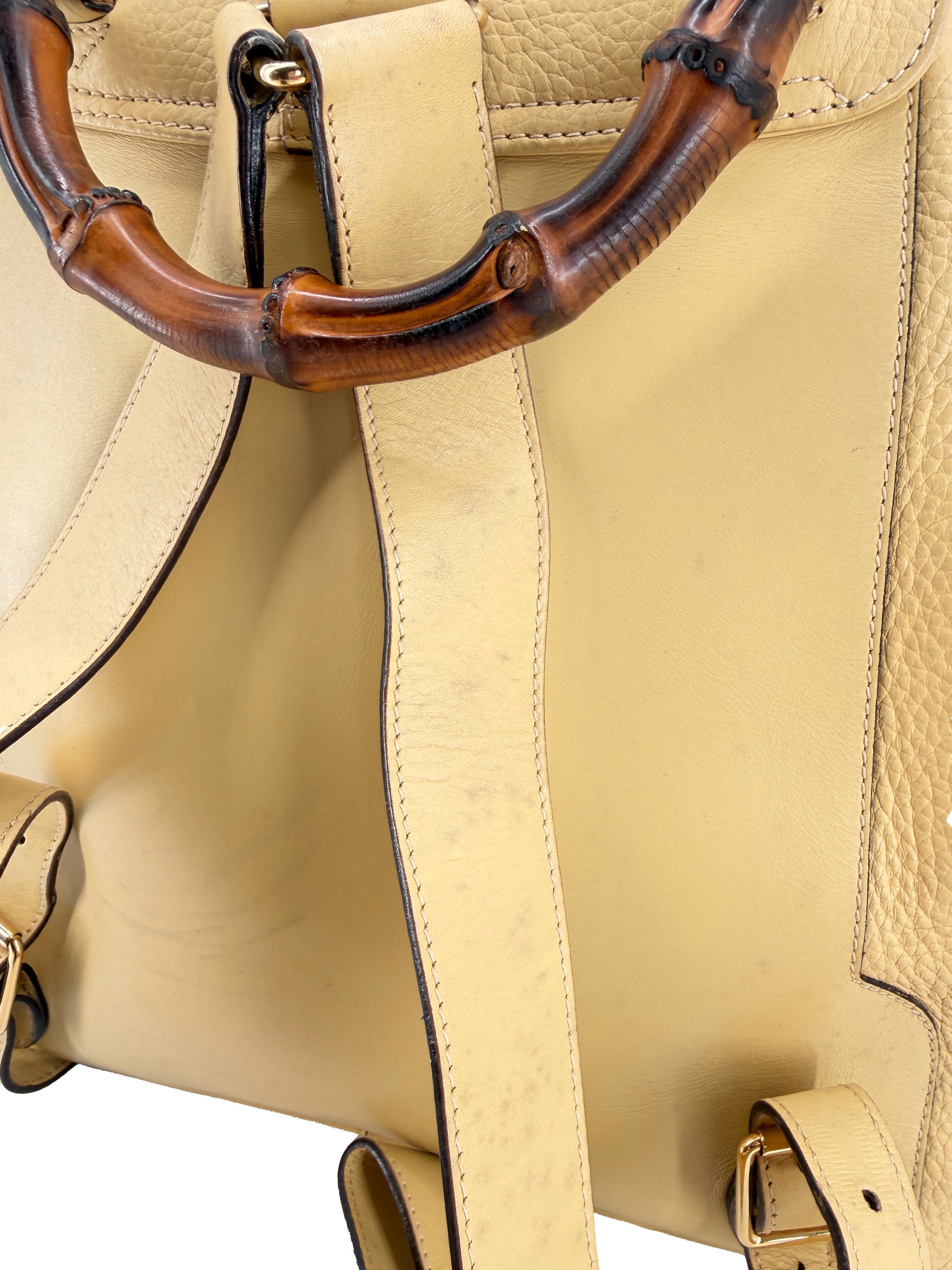 Gucci yellow leather vintage Bamboo backpack 003-58-0016