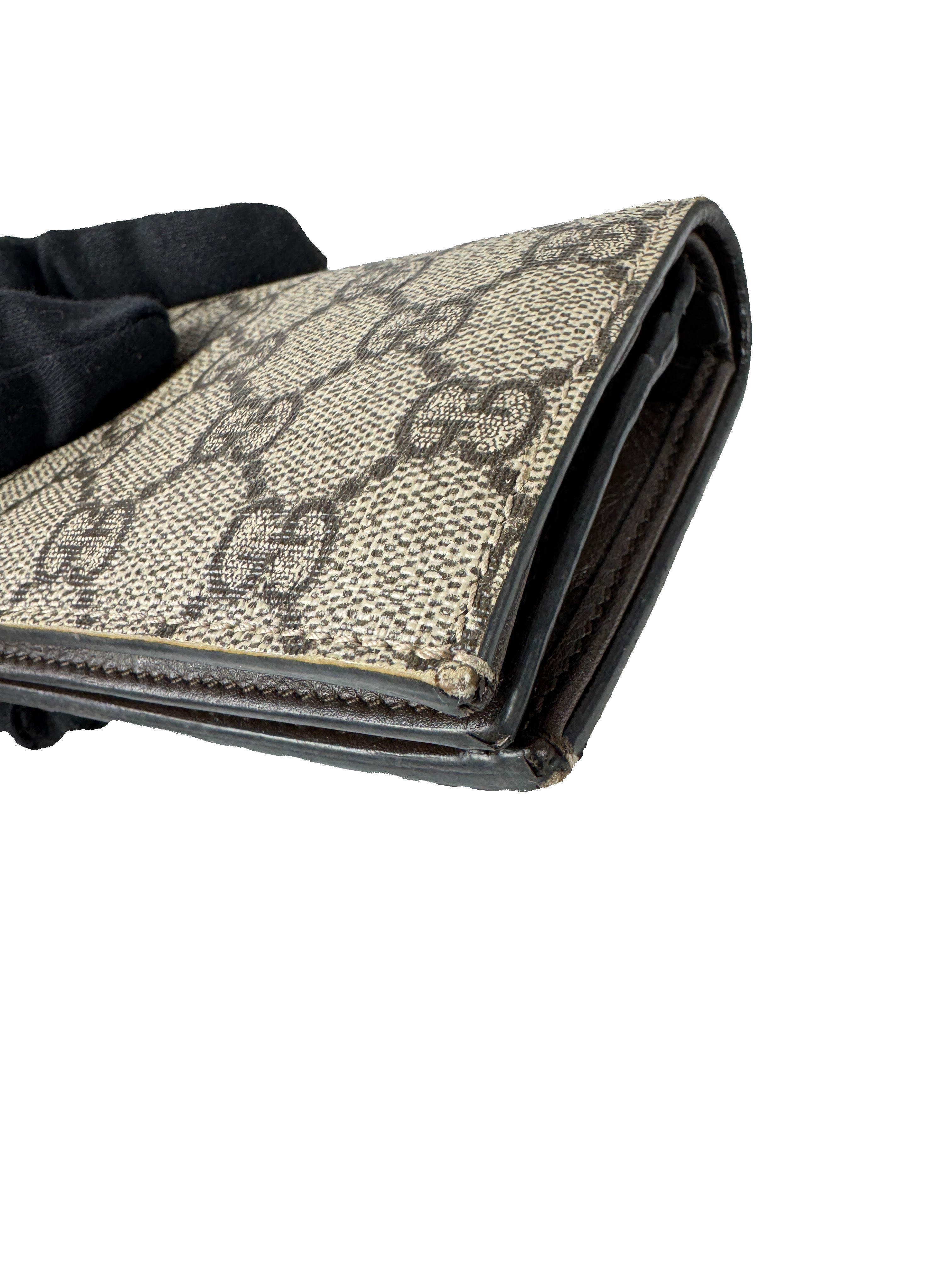 Gucci brown signature GG coated canvas compact wallet 525040 BOX *as is*