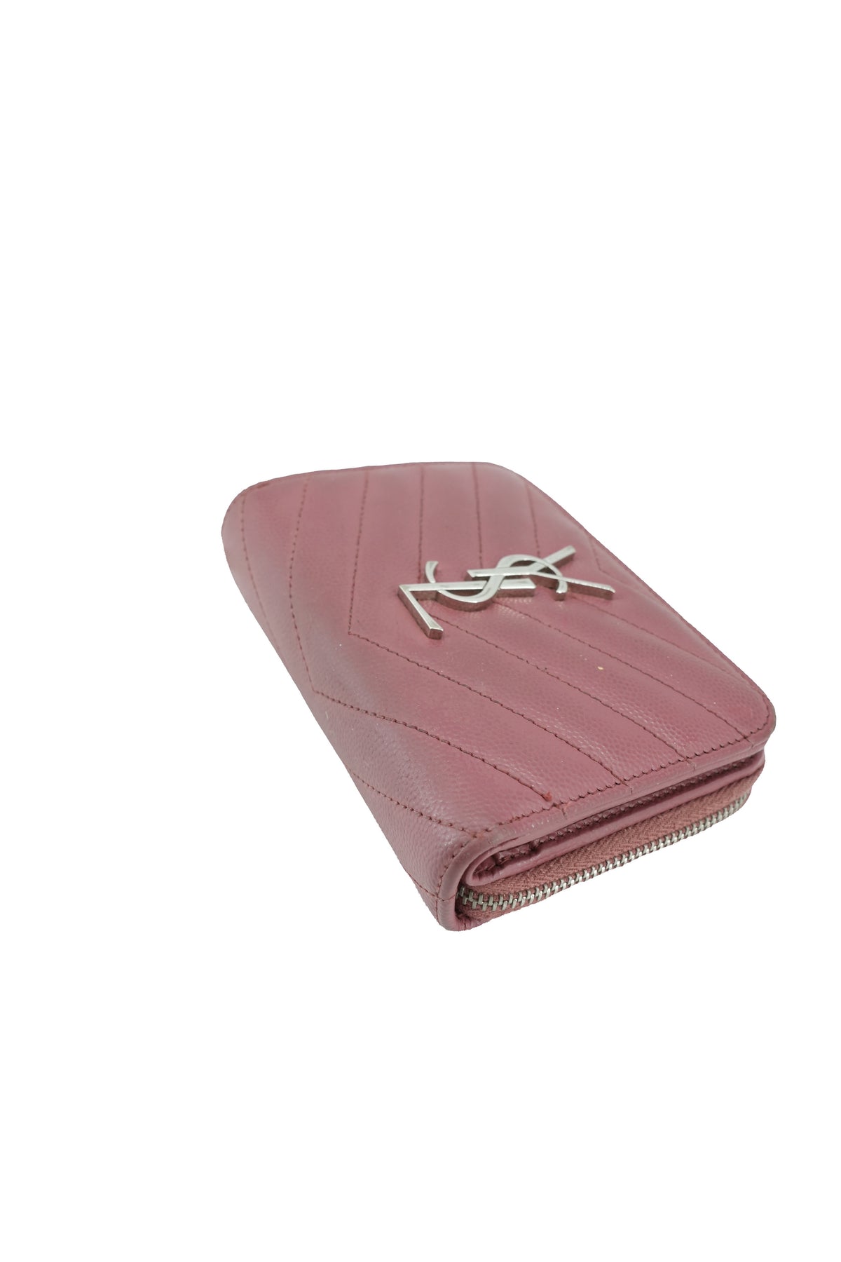 Saint Laurent pink quilted Cassandre compact wallet 0617