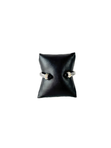 David Yurman 7mm sterling silver, 14k gold, black onyx cable classic