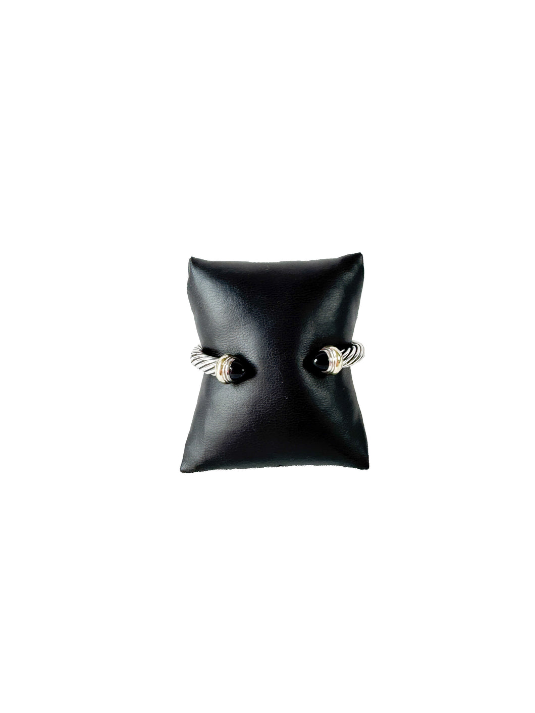 David Yurman 7mm sterling silver, 14k gold, black onyx cable classic