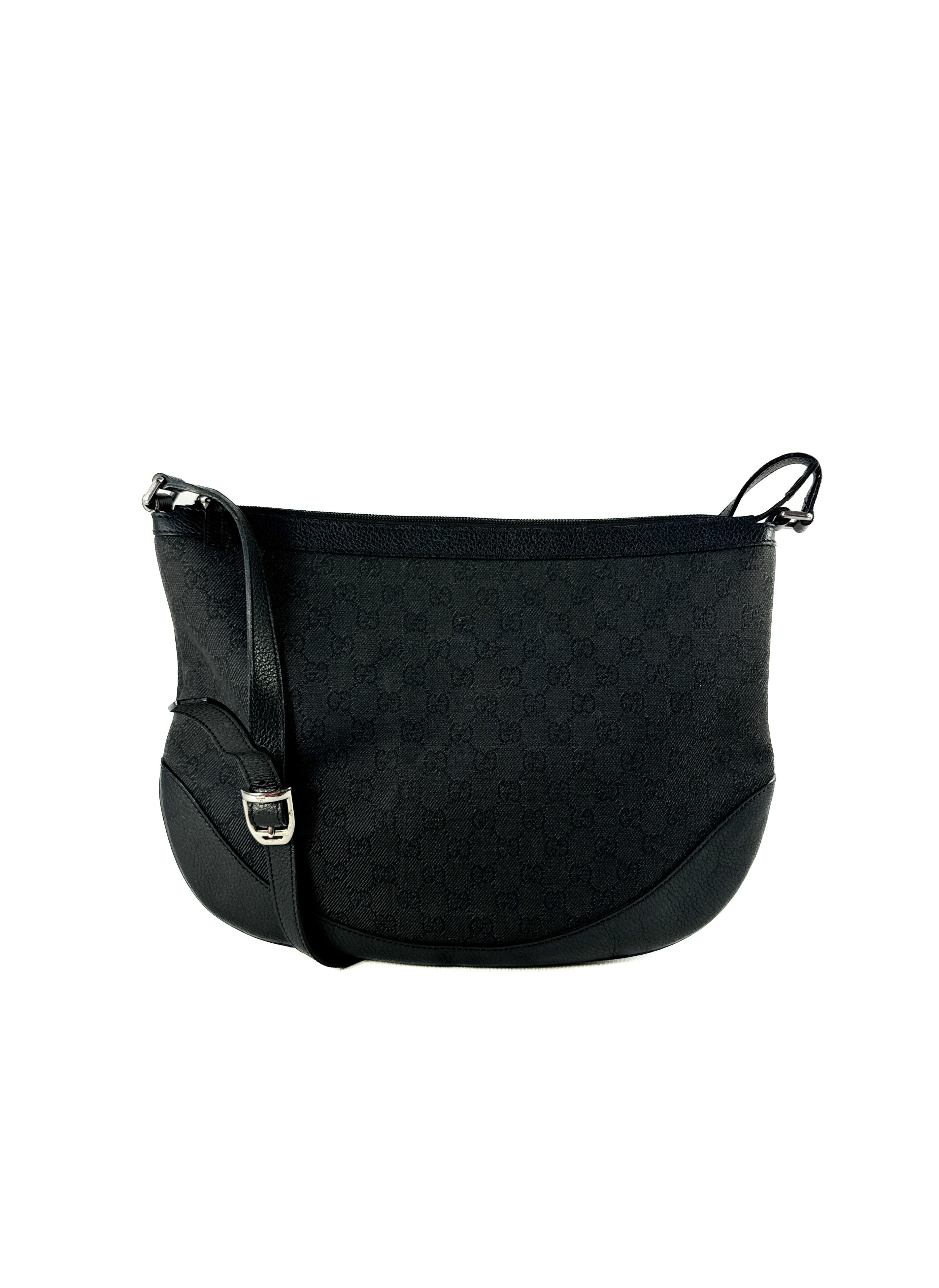 Gucci black denim/leather half moon crossbody 27238052175308