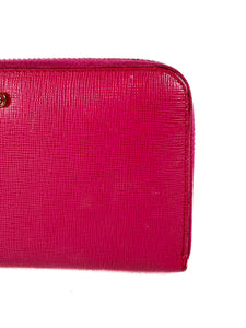 Fendi hot pink Elite leather zip around wallet