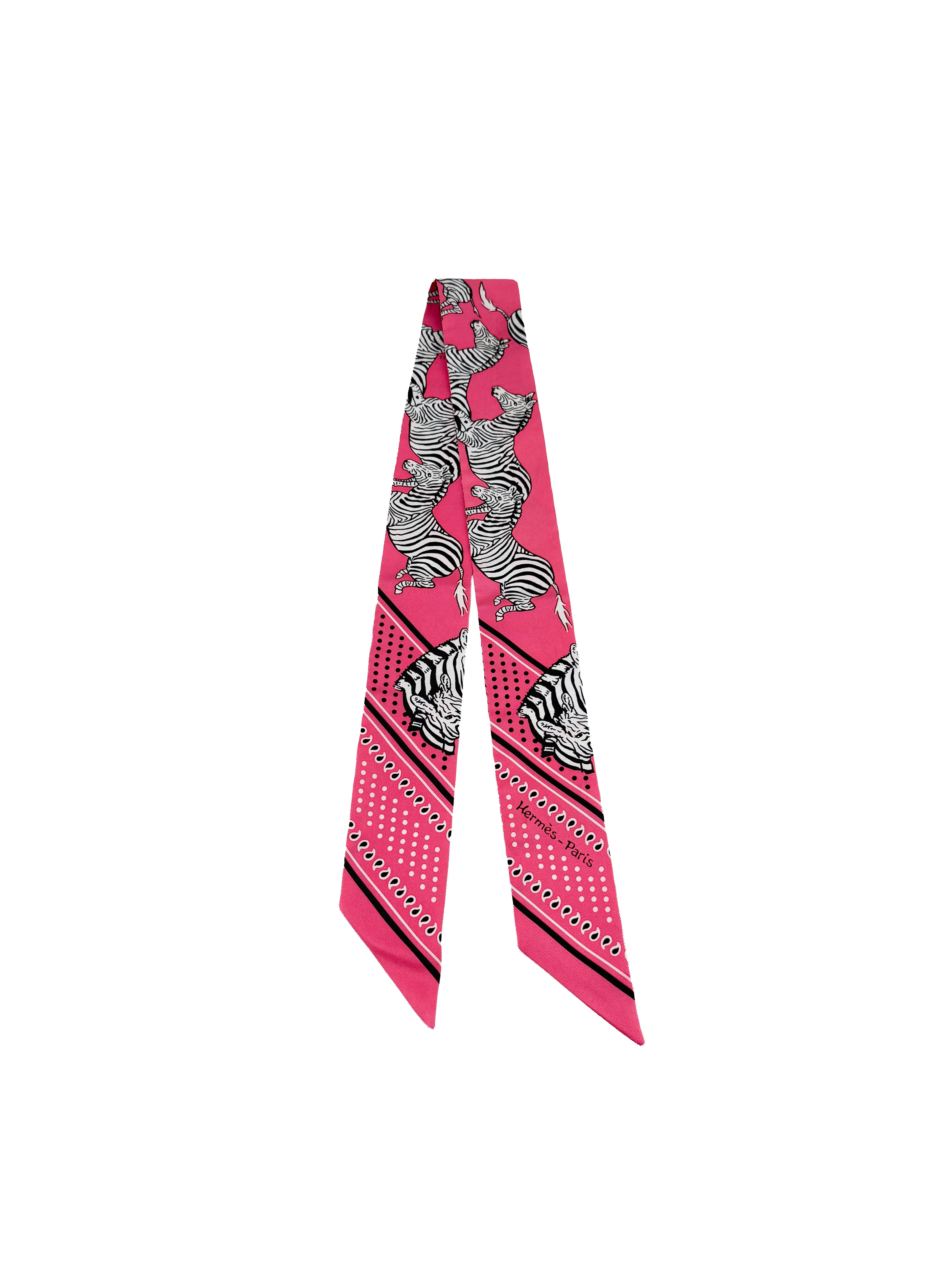 Hermès Les Zebra twilly pink