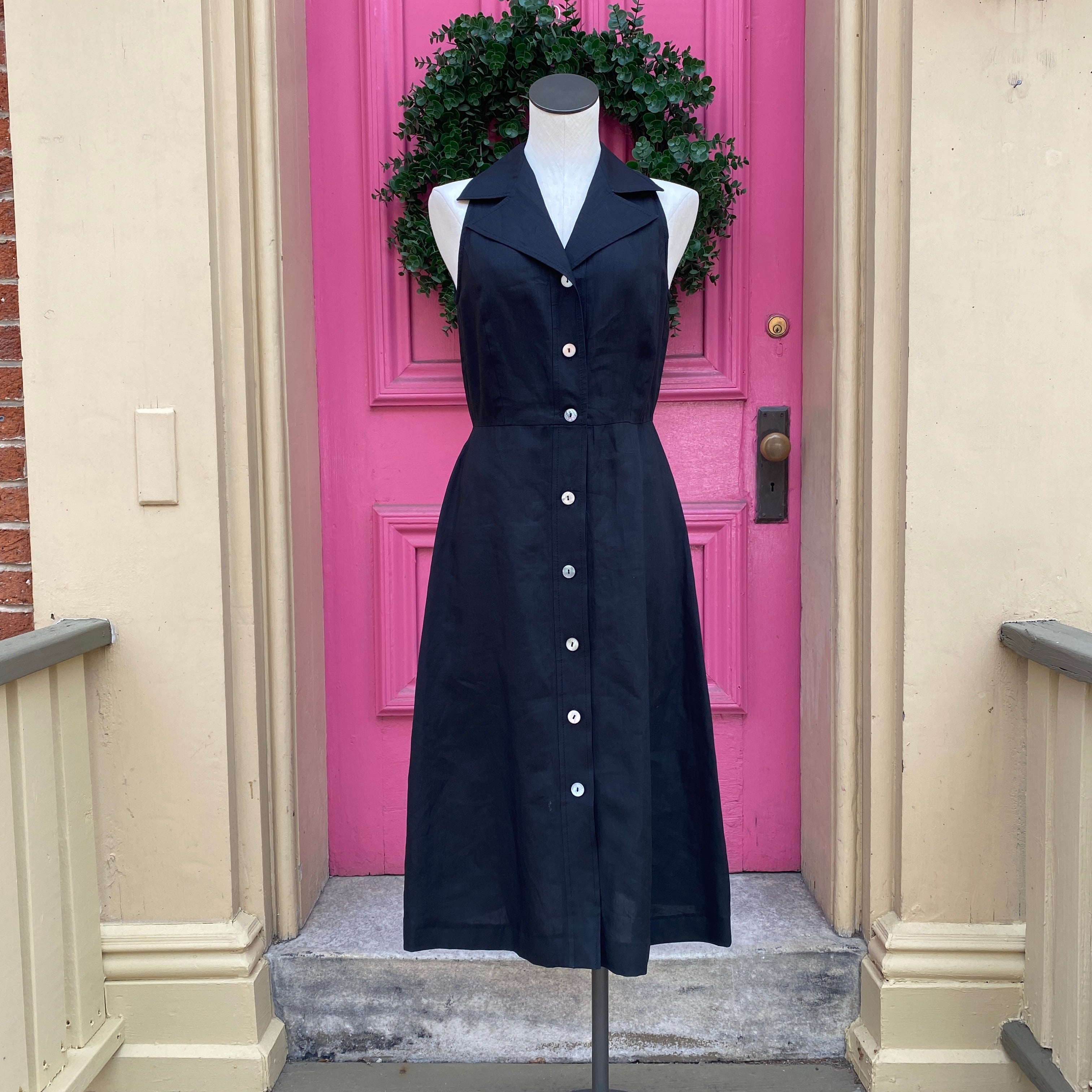 Max Mara black linen vintage BU tank dress size 8