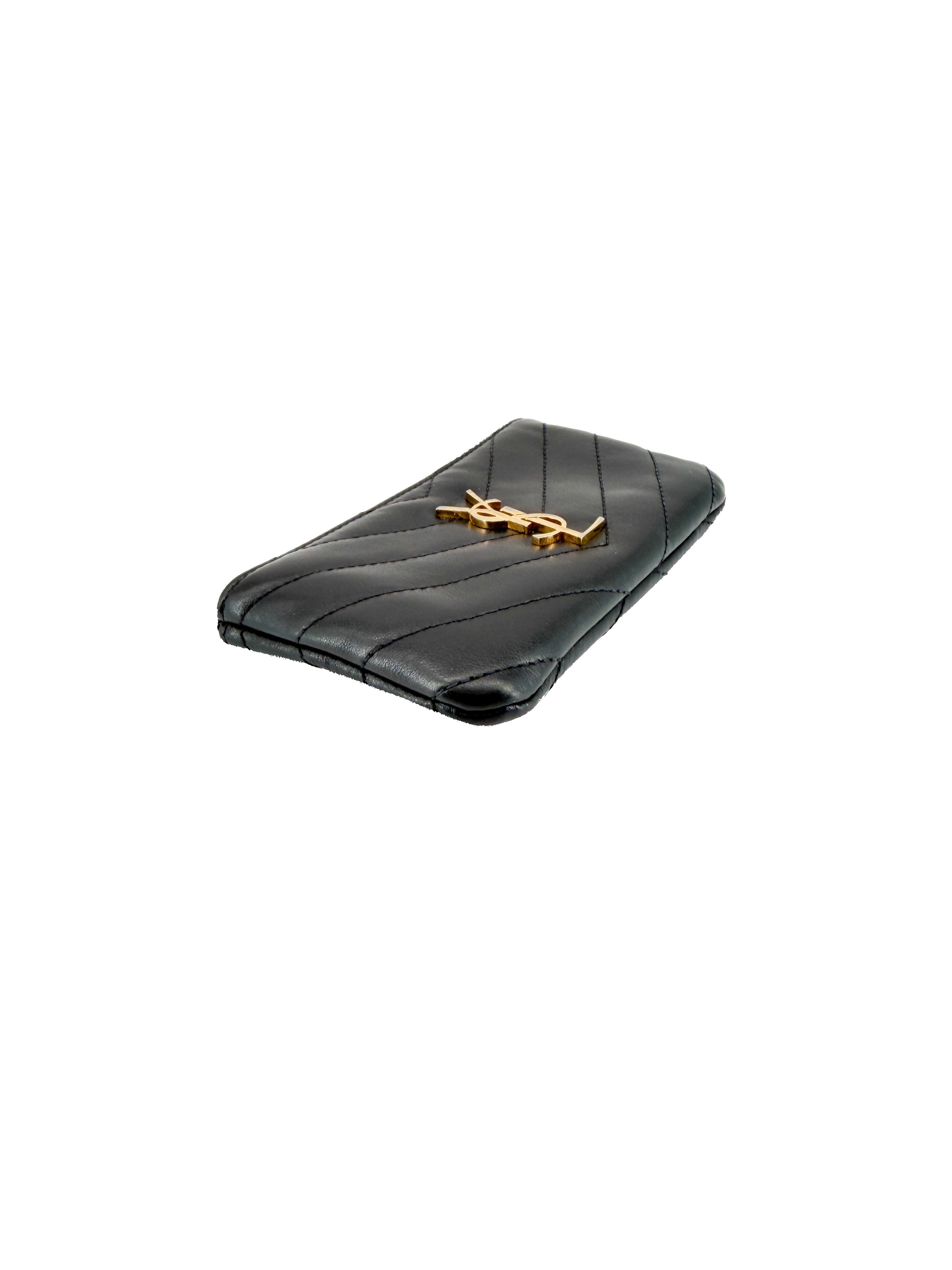 Saint Laurent black leather Cassandre key pouch CFP438386-0120