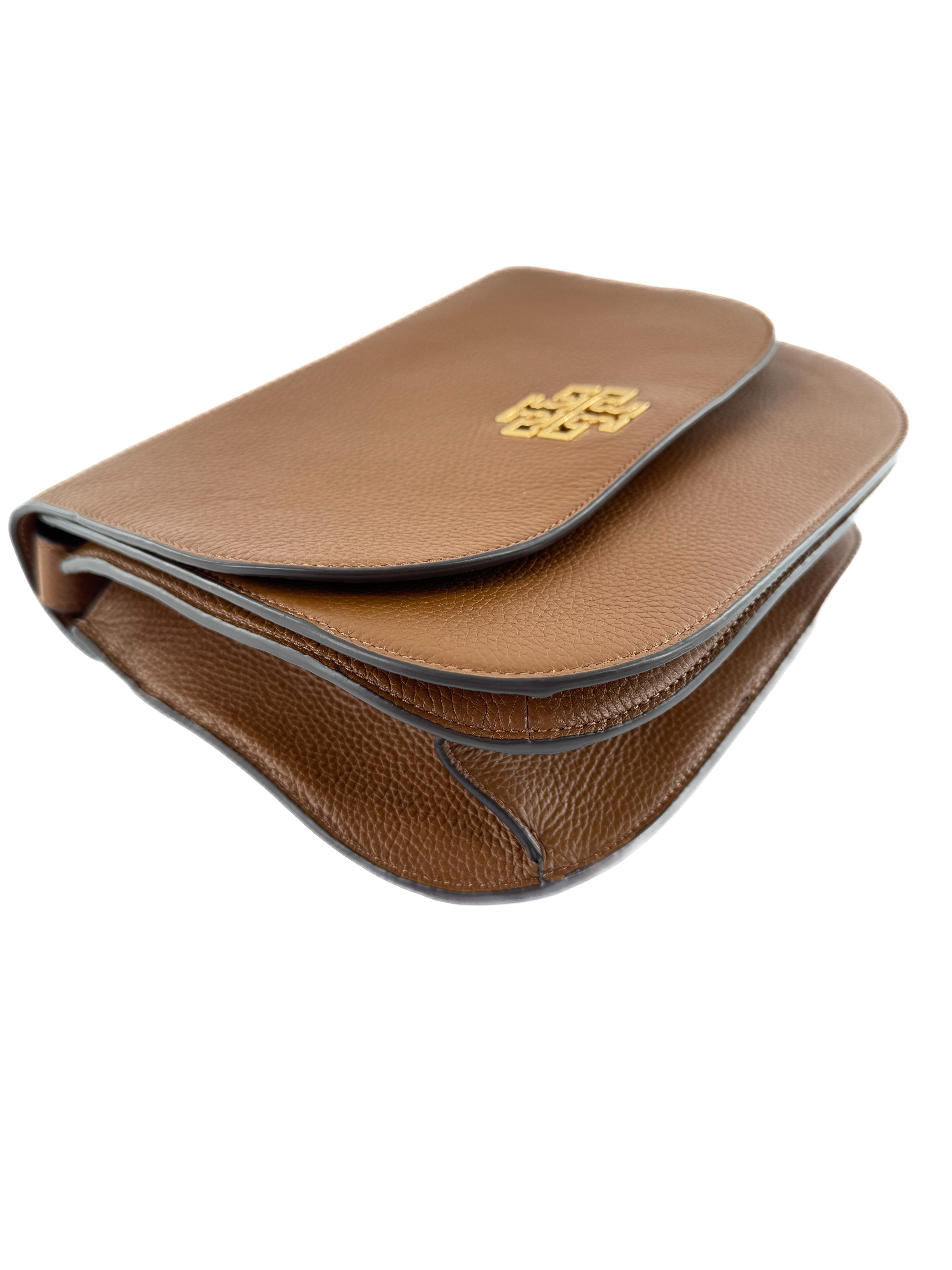 Tory Burch brown leather Britten saddle bag