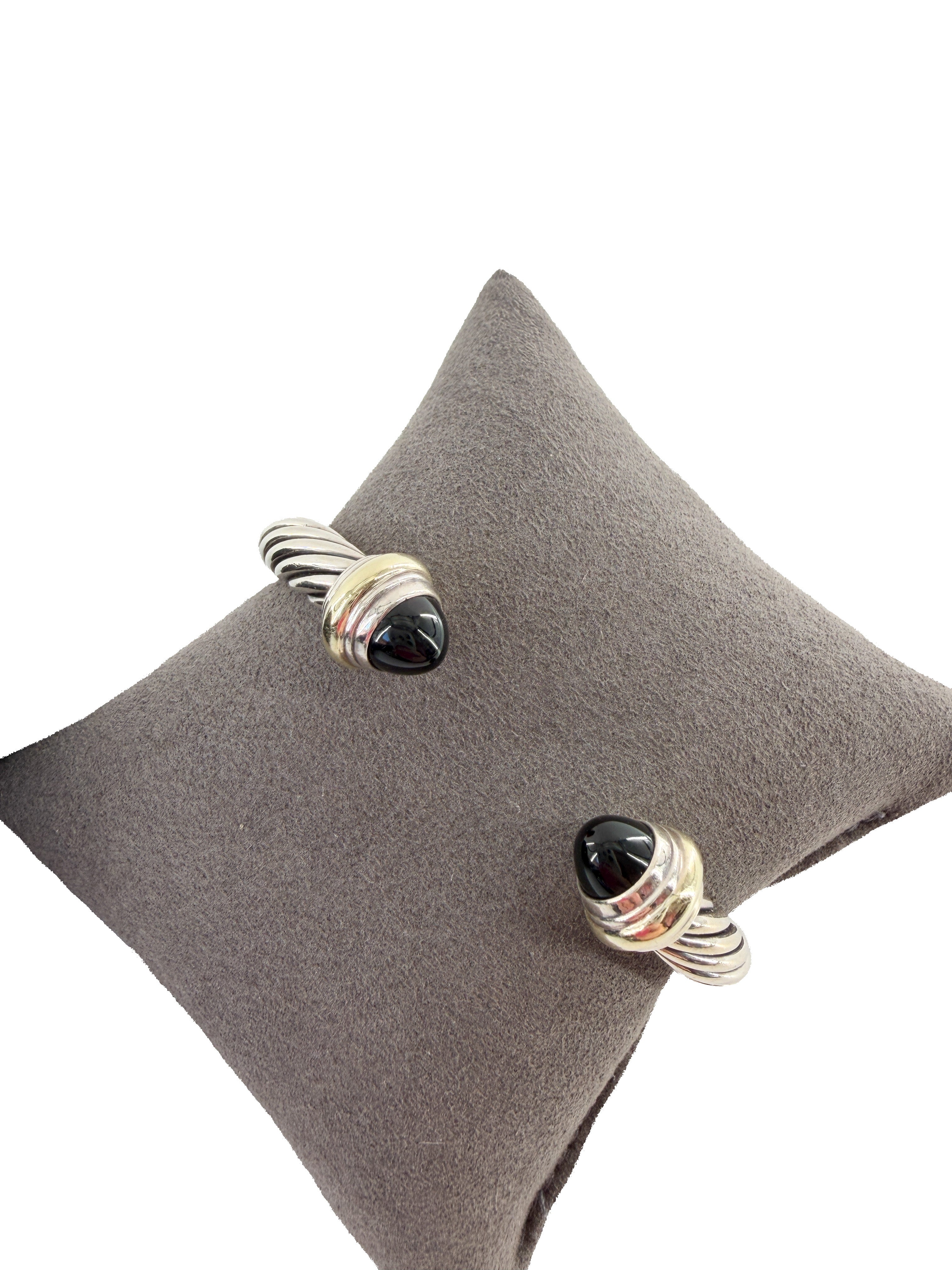 David Yurman sterling silver, yellow gold, black onyx 7MM cable bracelet
