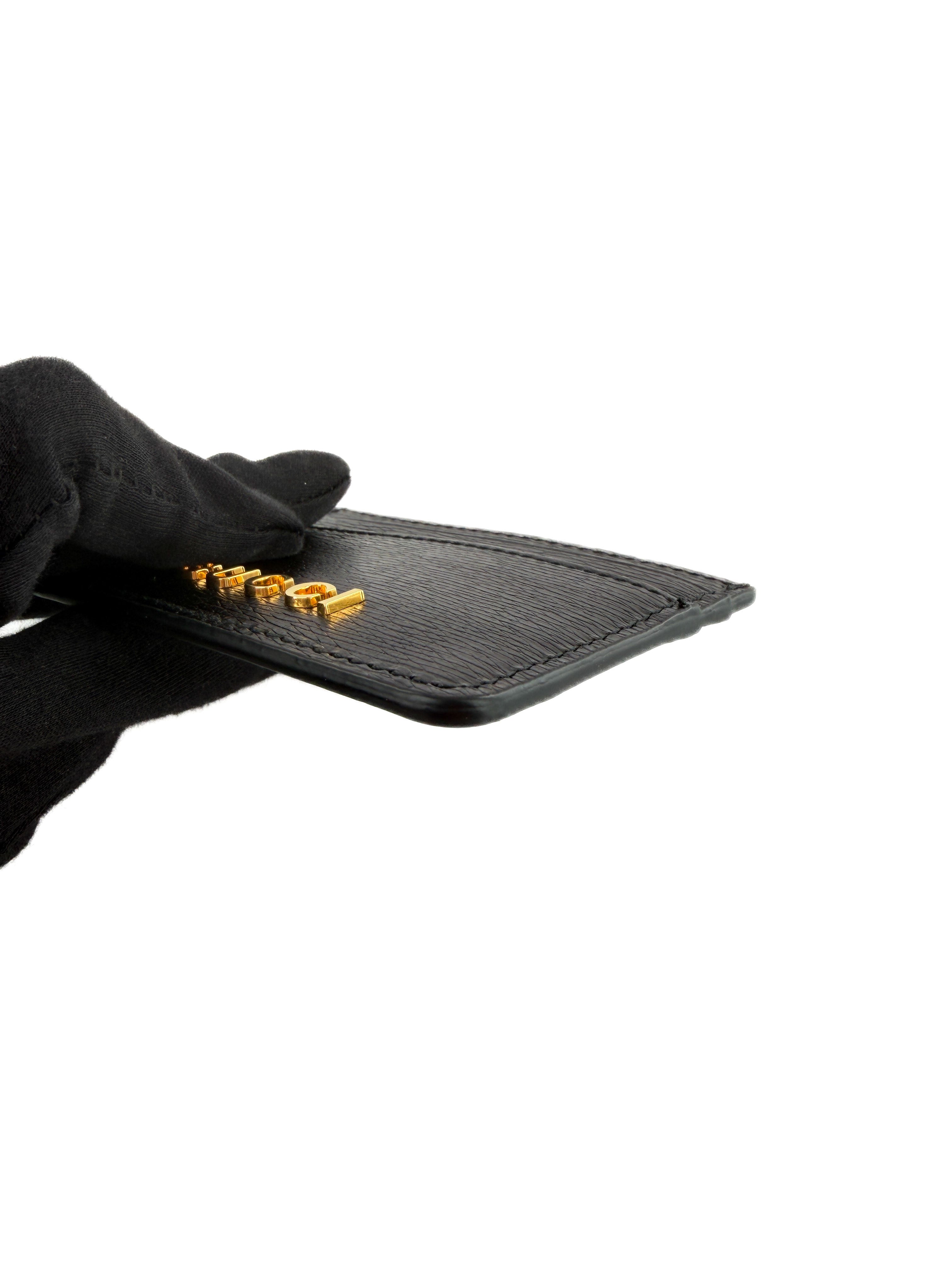 Gucci black leather card holder wallet 773428 525040