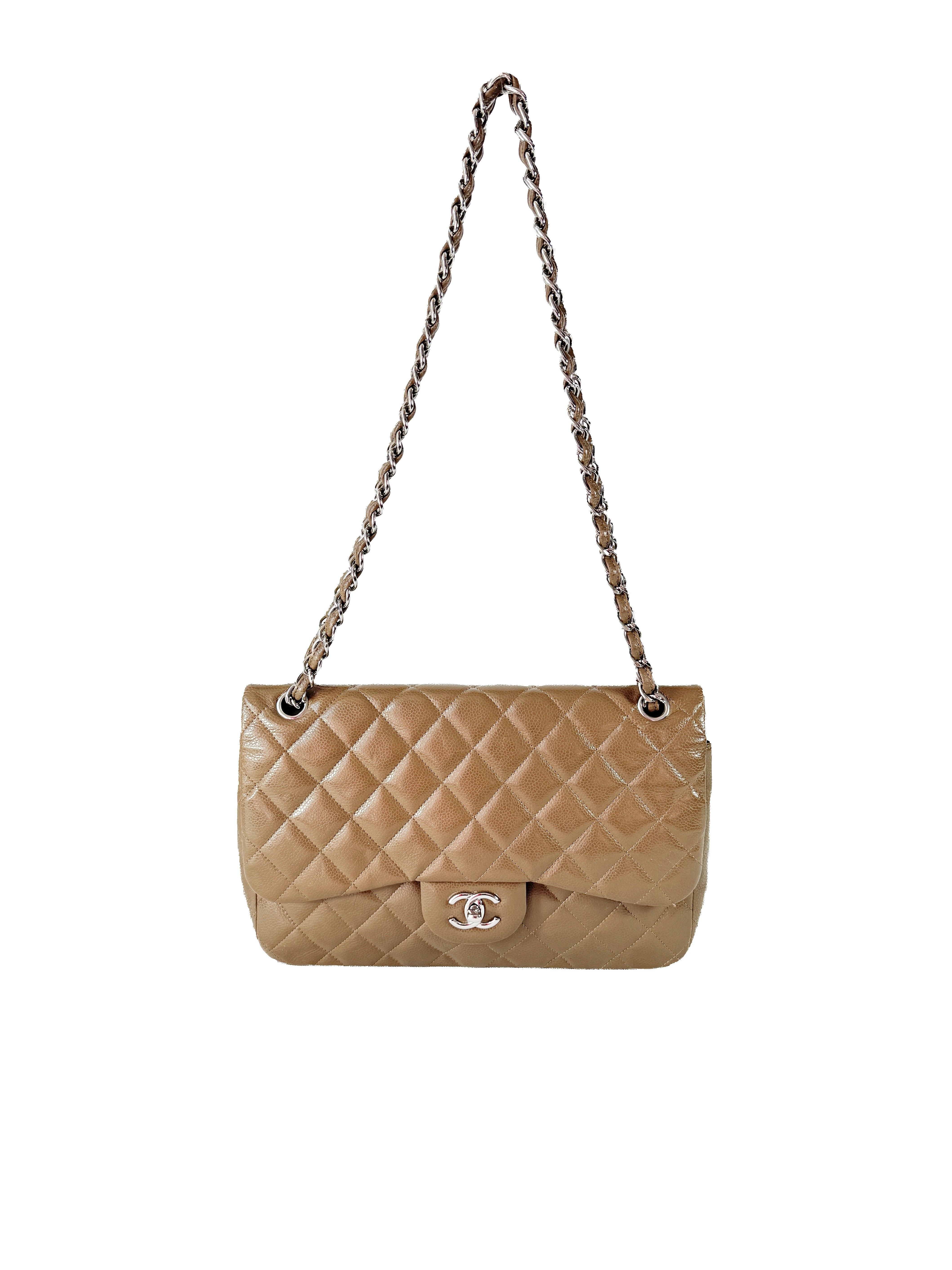 Chanel brown Caviar leather jumbo double flap 15146479