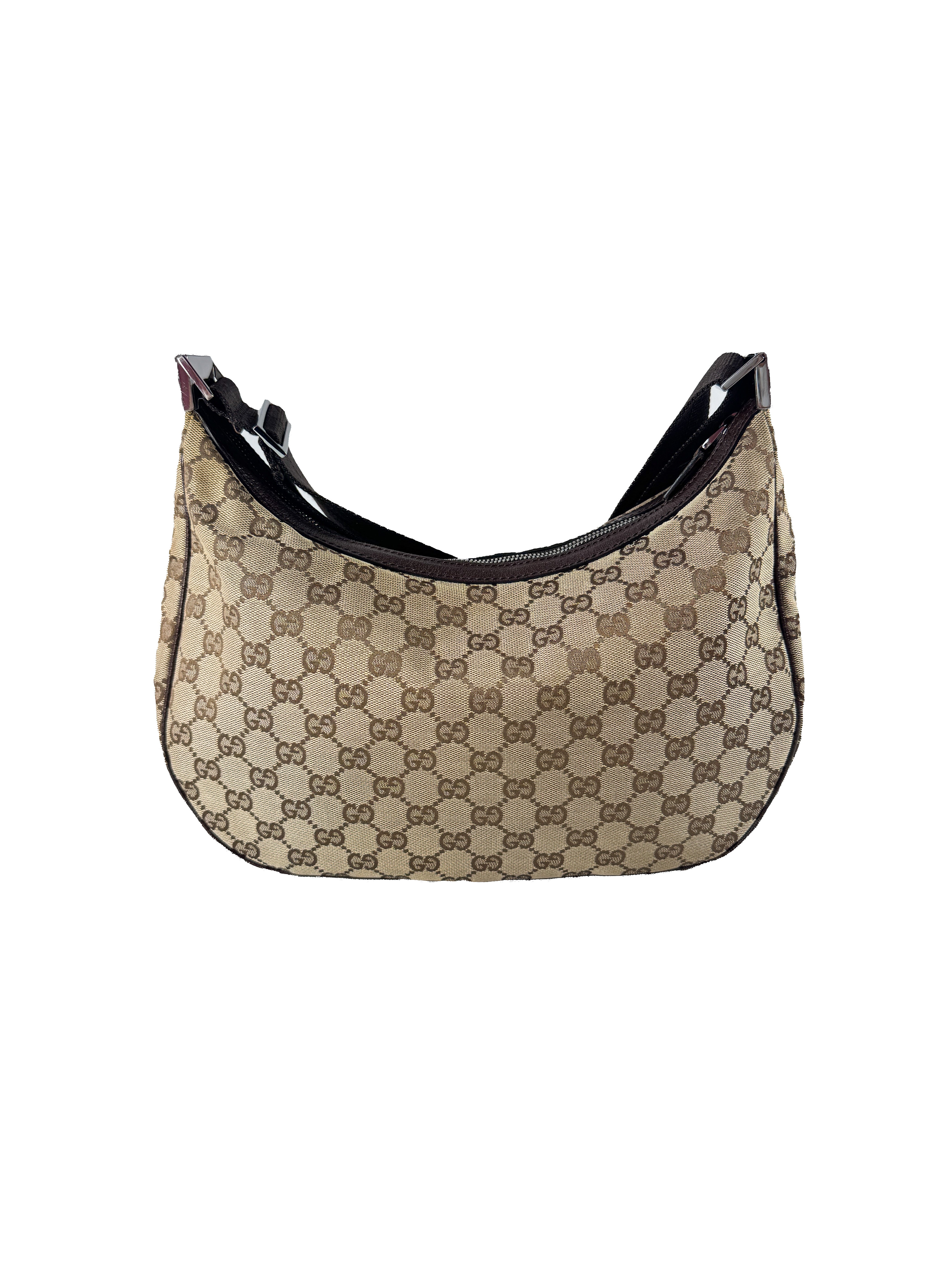 Gucci brown GG half moon canvas bag 122790001998