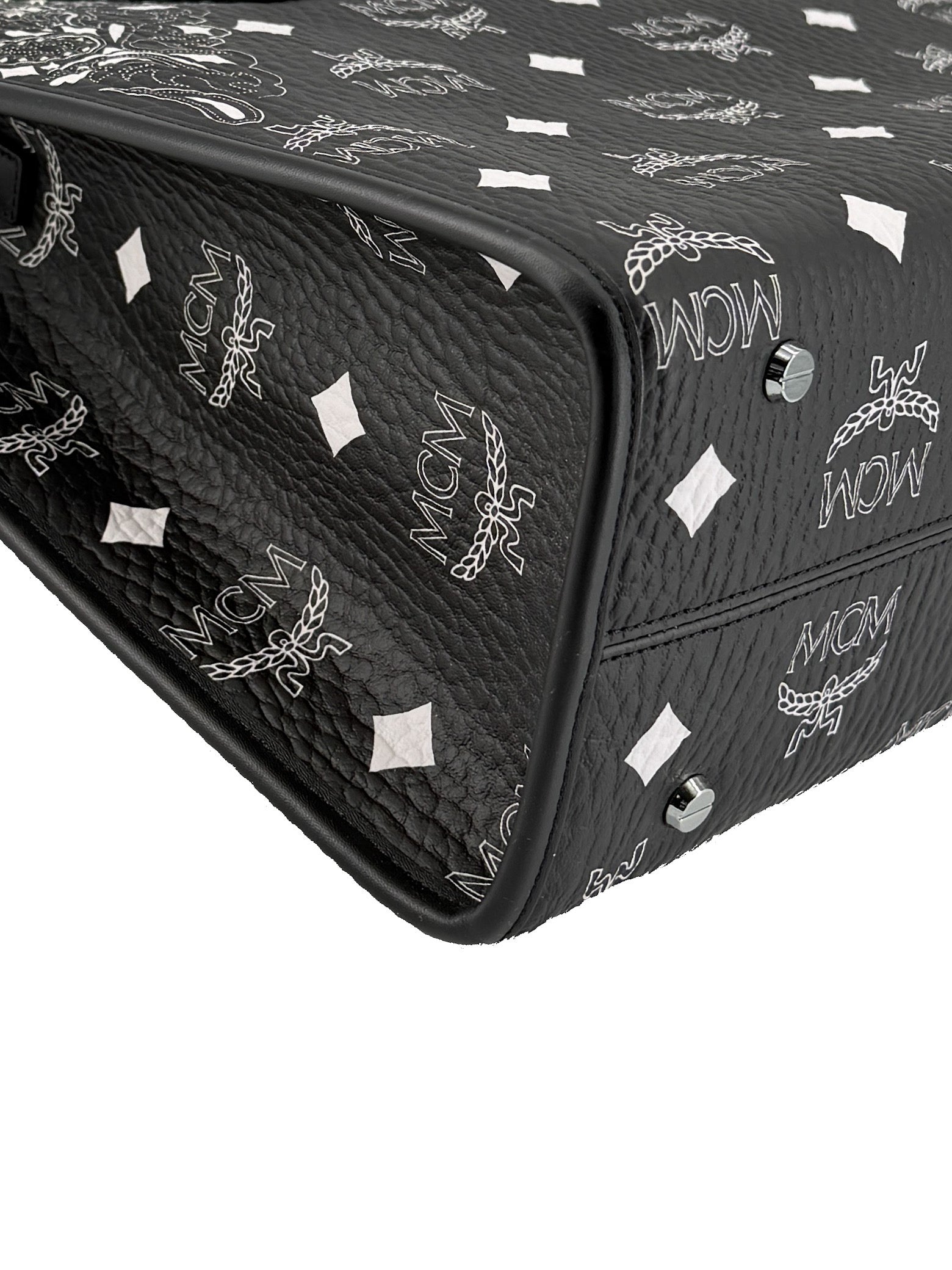 MCM black Munchen studded Bandana Visetos large tote