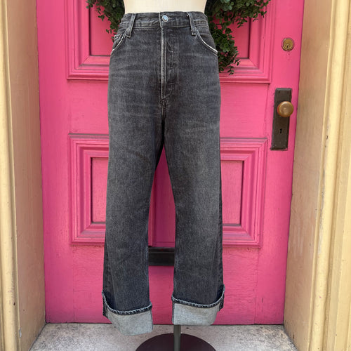 AGOLDE black Fran cuffed jeans size 10