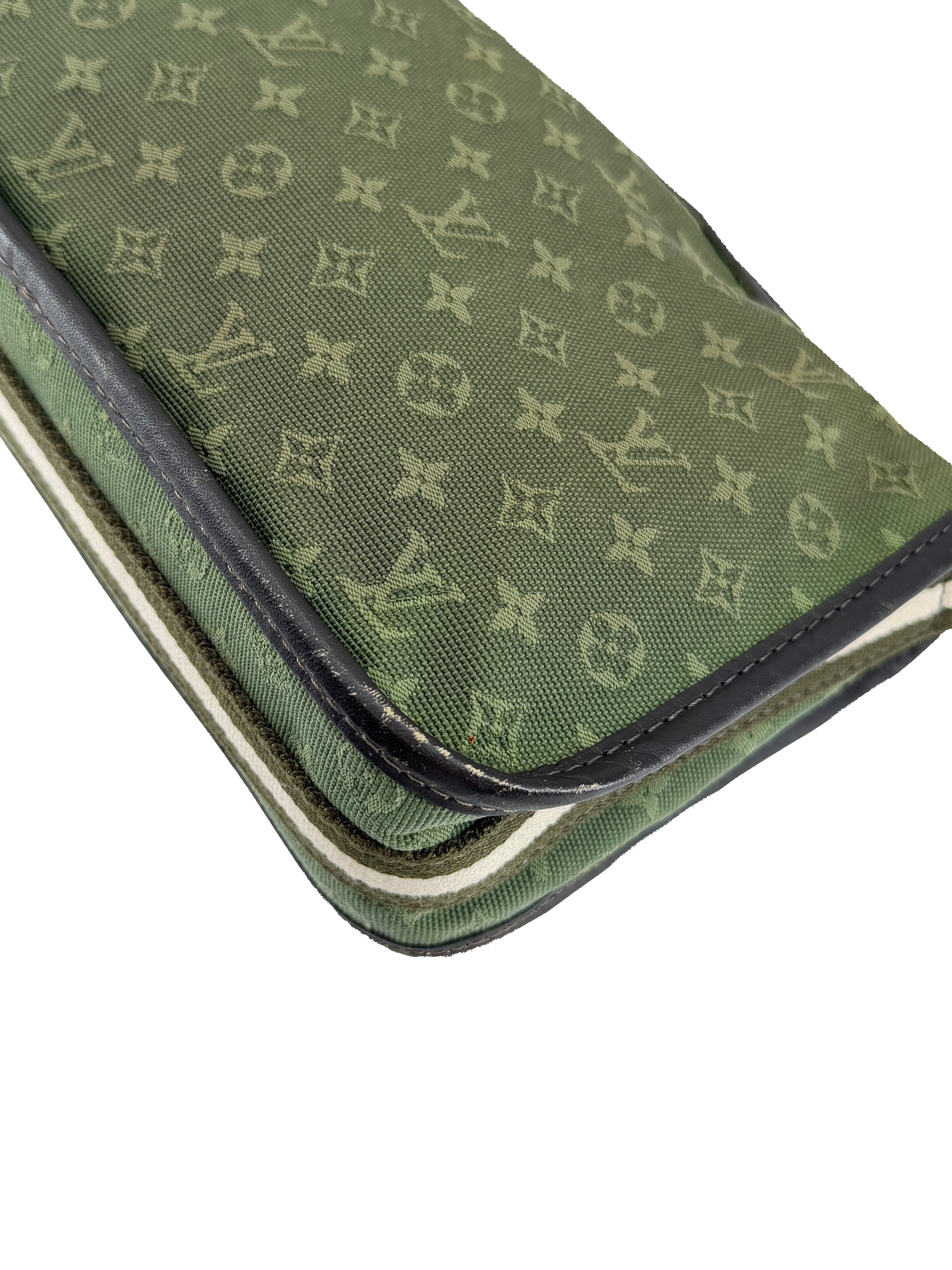 Louis Vuitton green mini lin Pochette Kathleen TH0054