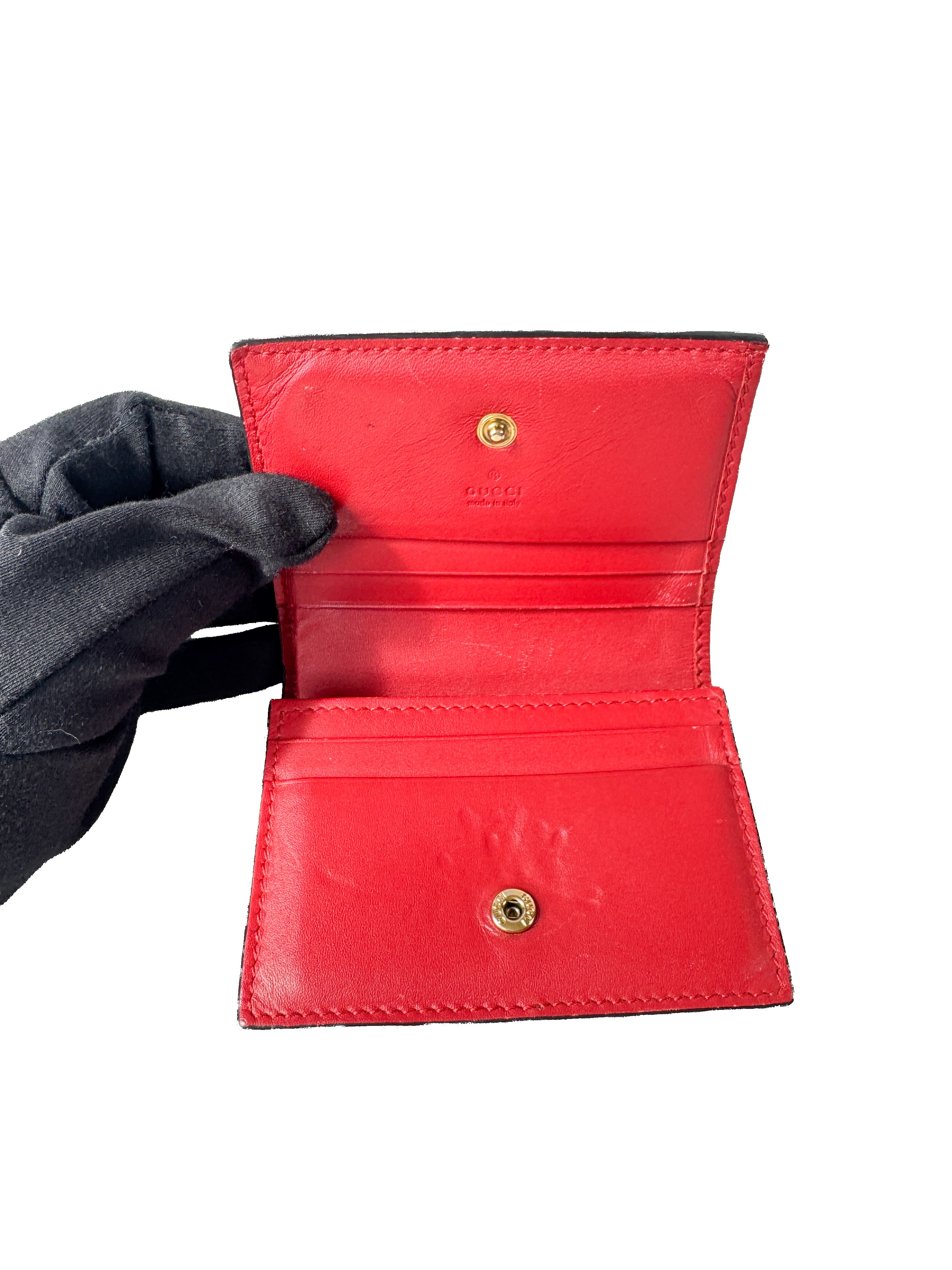 Gucci GG Supreme signature cherry cardholder wallet 476050-1147