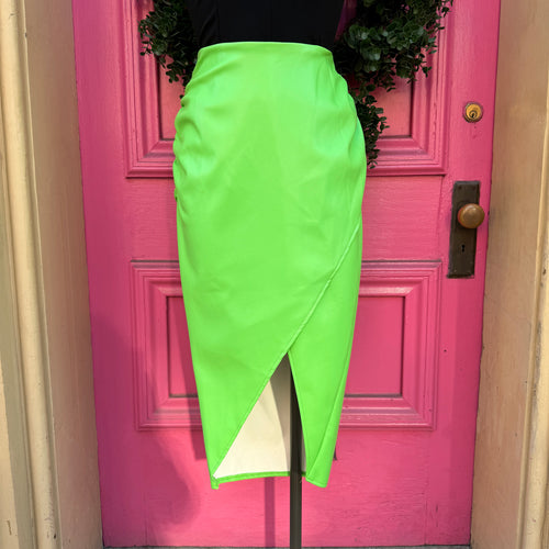 Miss Guided lime green faux leather skirt size 8 NWT