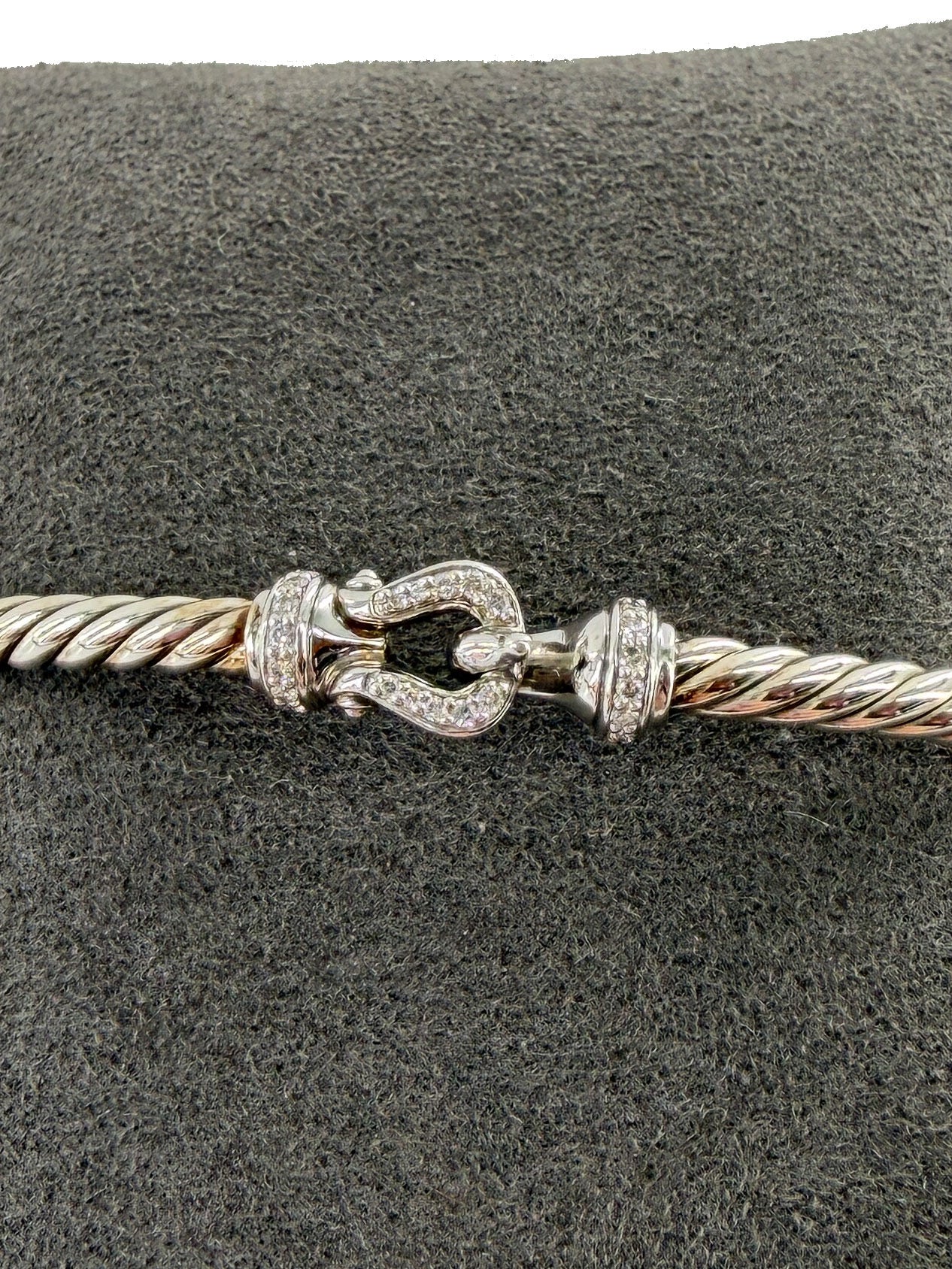 David Yurman sterling silver diamond 3MM buckle bracelet