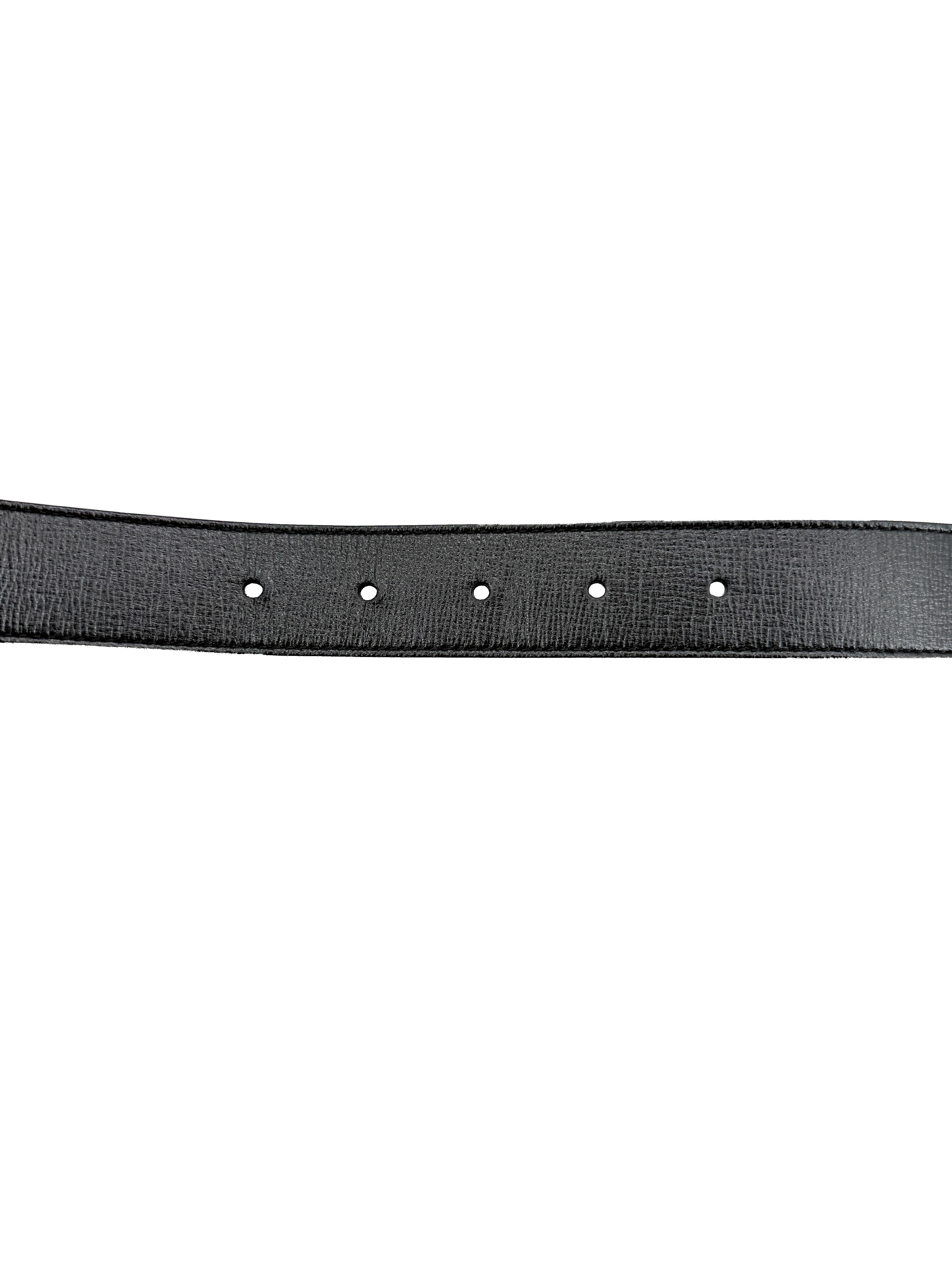 Gucci black leather Azela calfskin monochrome GG belt size 95 414516-18YXV