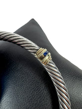 David Yurman sterling silver, 14k gold, blue sapphires cable bracelet