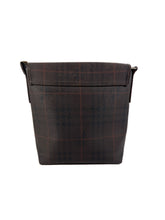 Burberry brown plaid coated canvas messenger bag