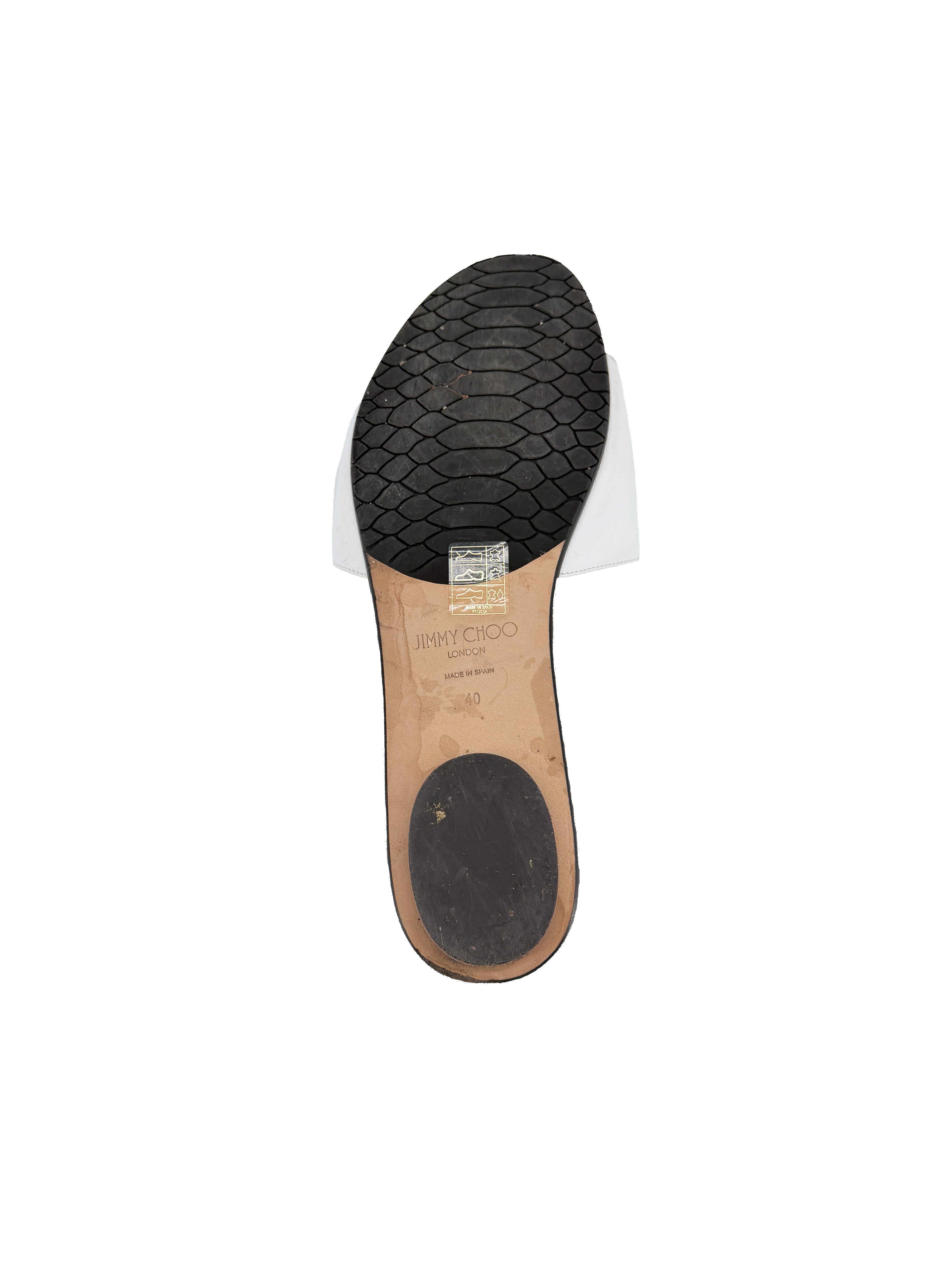 Jimmy Choo white leather slides size 40