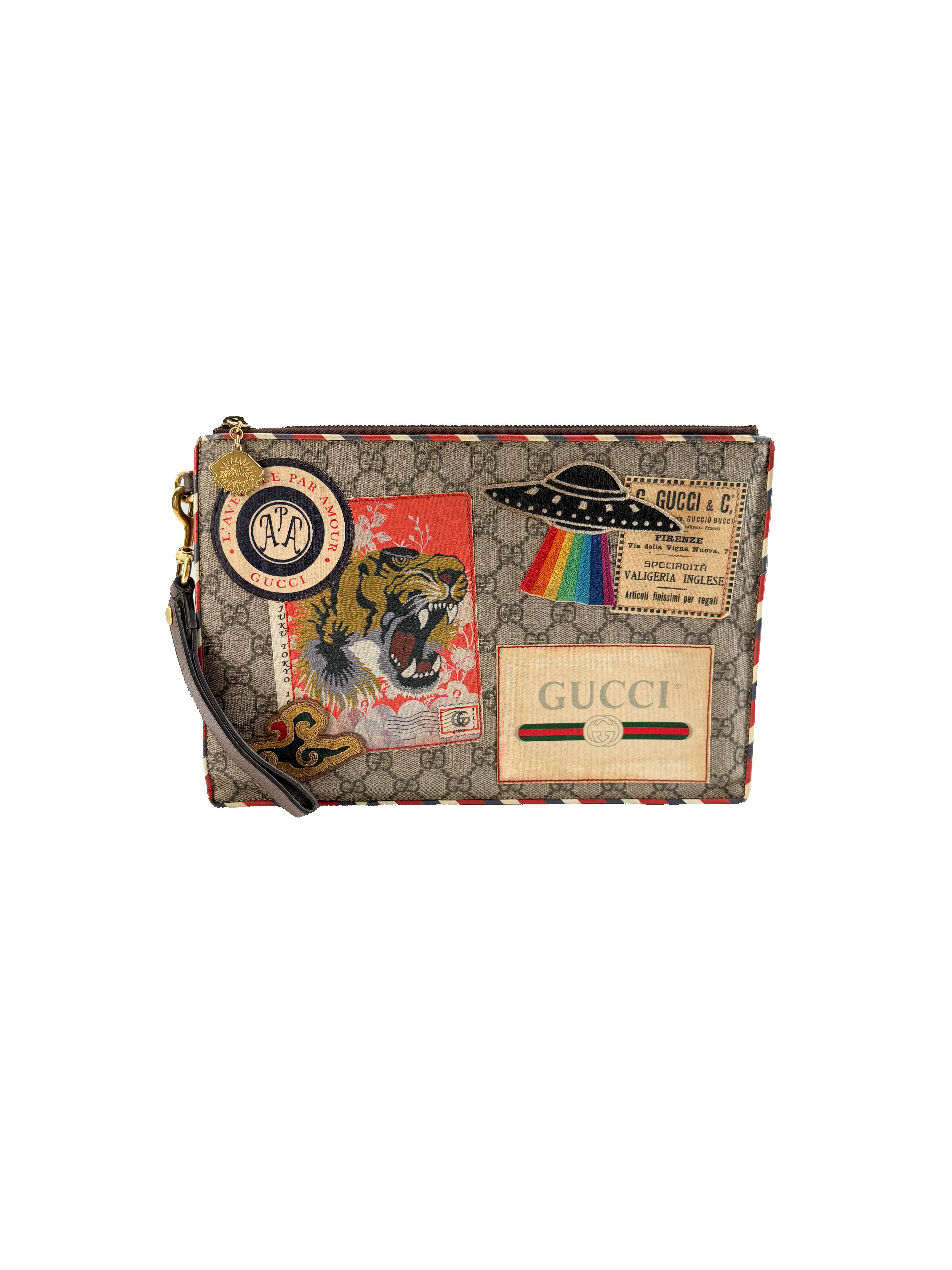 Gucci Courrier GG Supreme UFO Pouch Wristlet  473915-496334