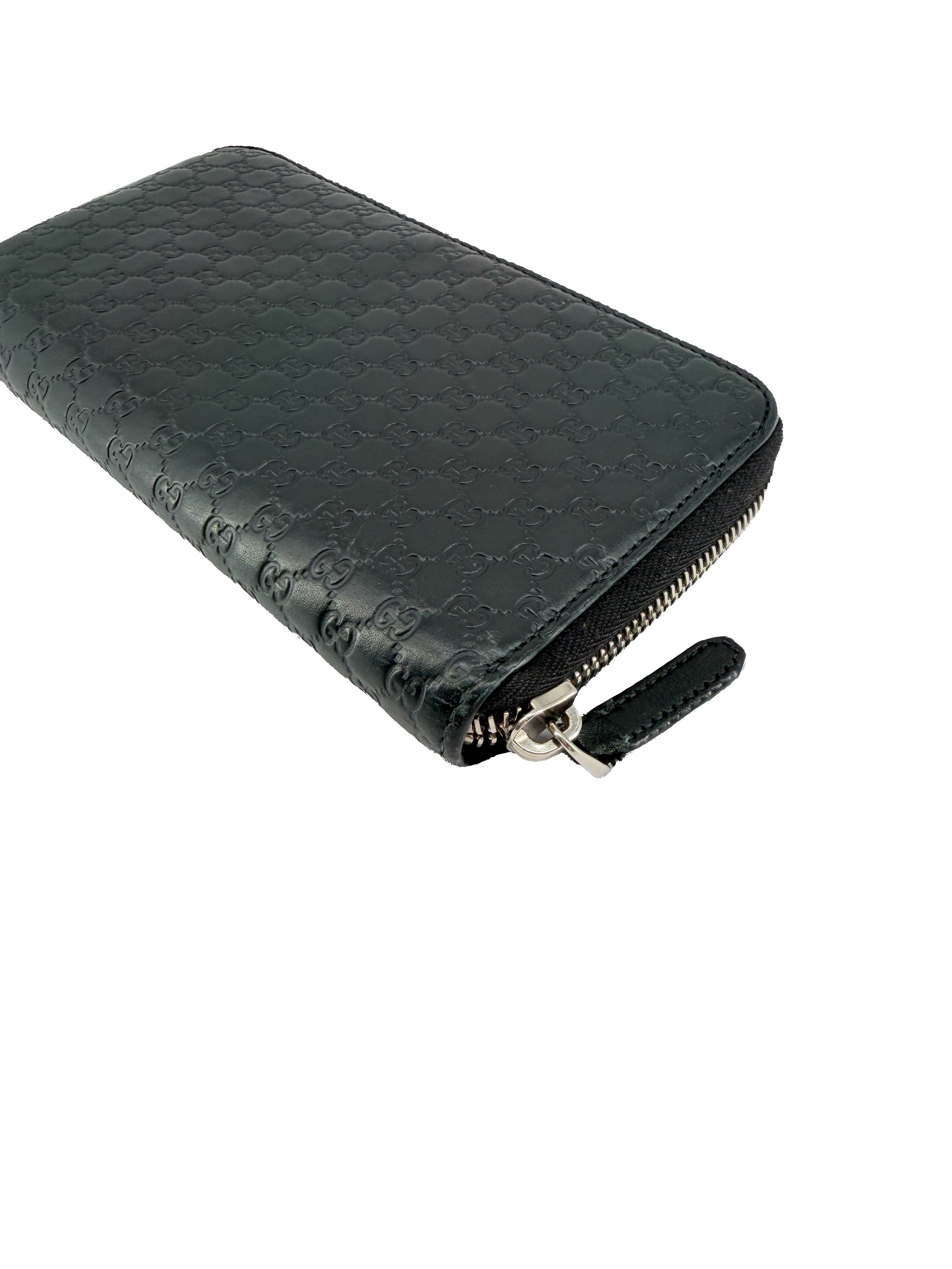 Gucci black GG Microguccissima zip wallet 544473-2149