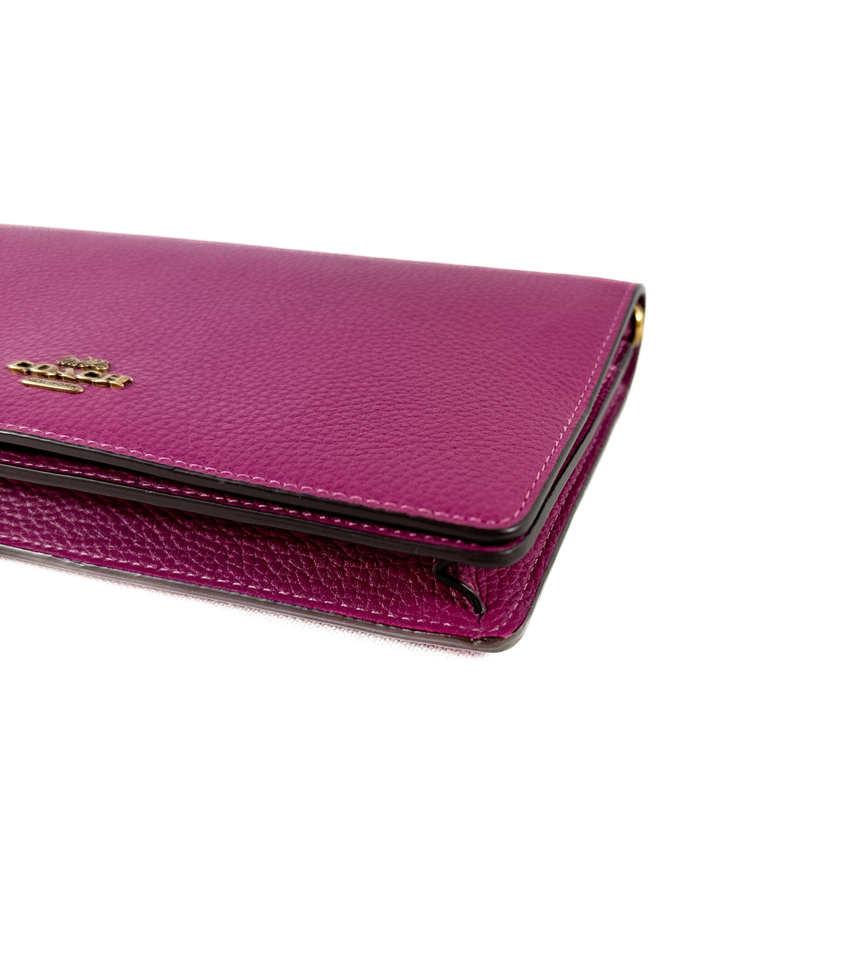 Coach Hayden purple leather foldover WOC NWT