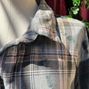 tulip gray brown plaid tunic size M