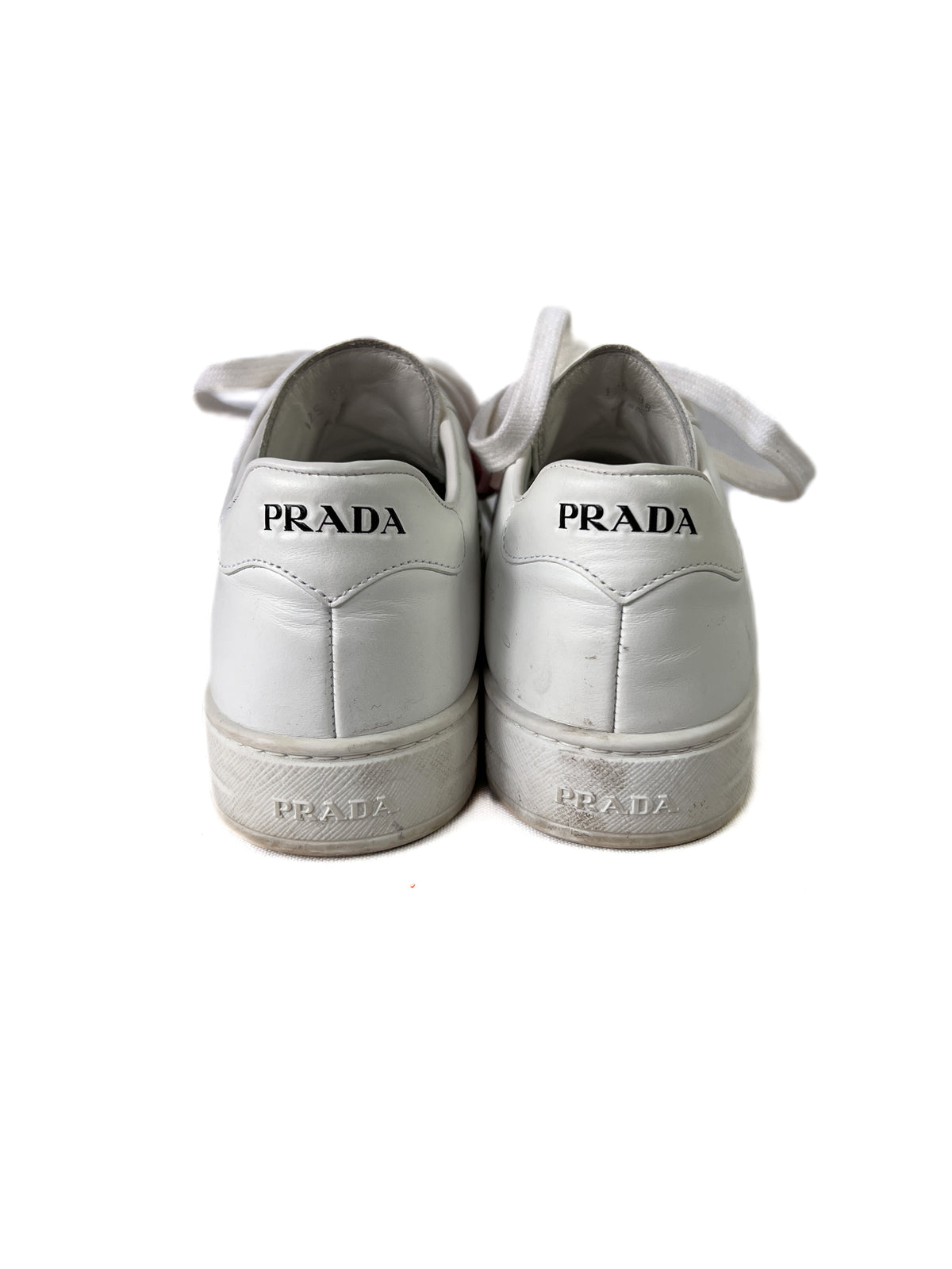 Prada district avenue white red leather sneakers size 38