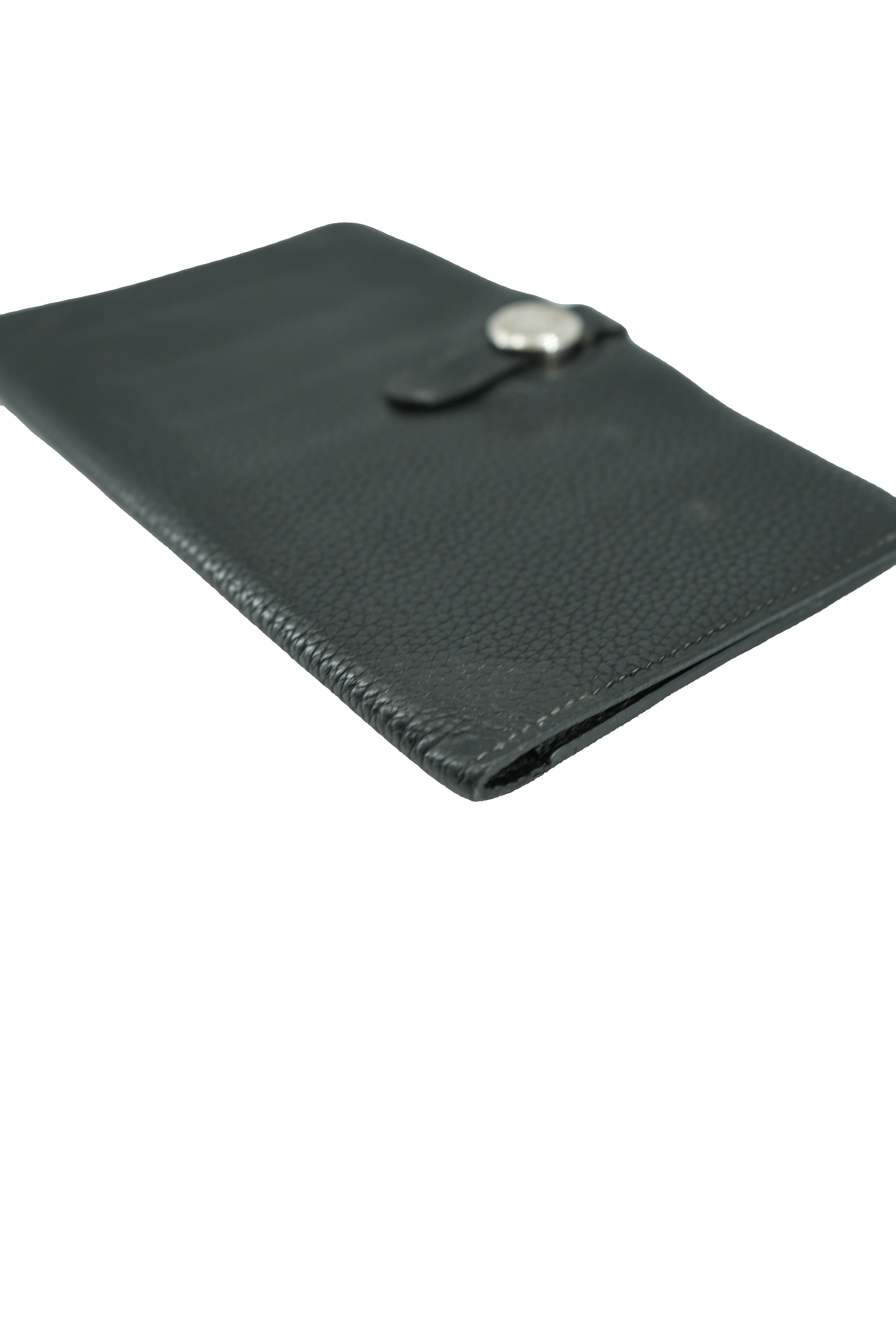 Hermès black leather Dogon wallet sqaure H