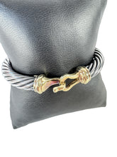 David Yurman sterling silver 14k gold buckle 7mm cable bracelet