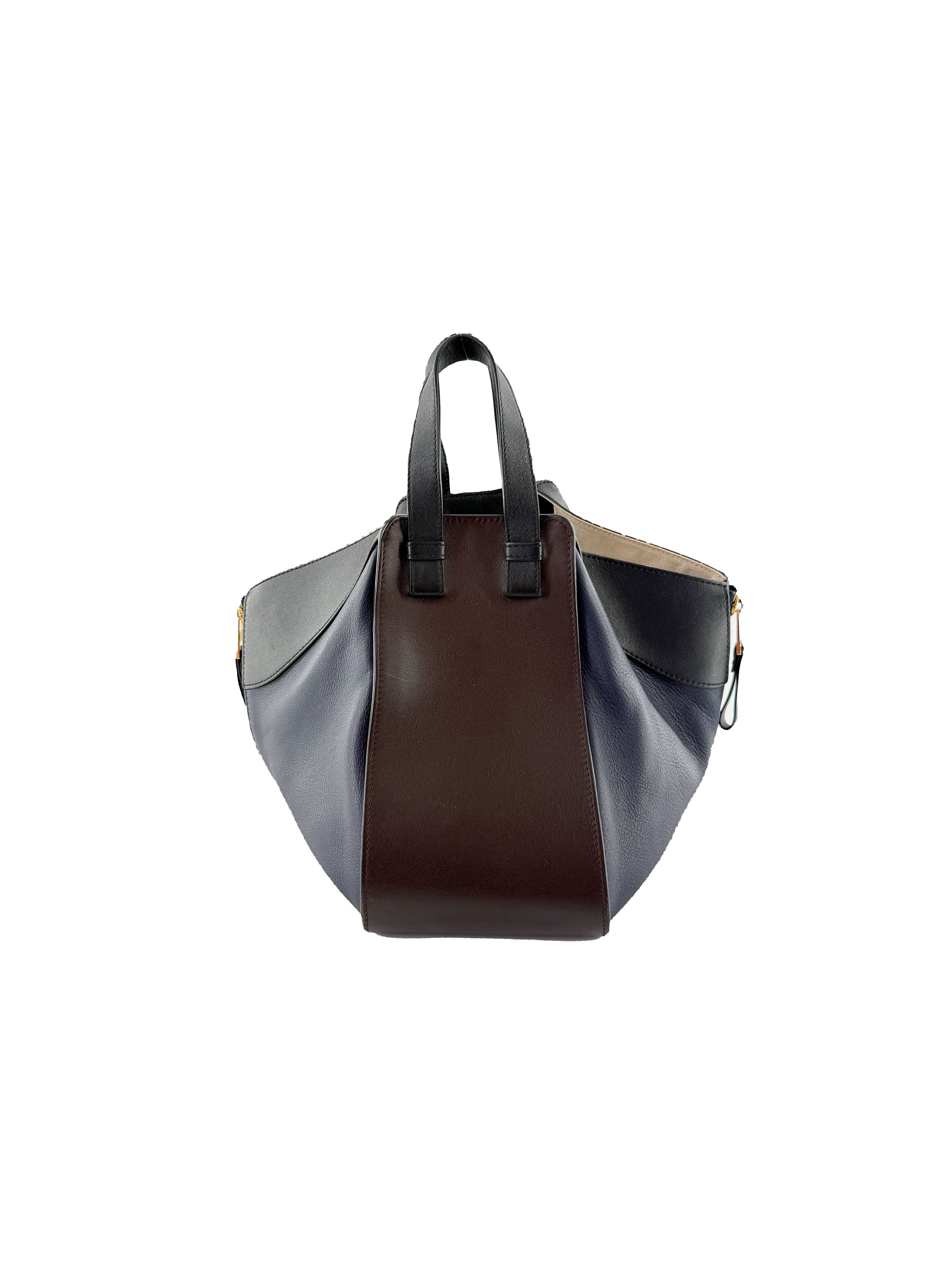 Loewe tri color navy, black, brown leather small Hammock bag 262023