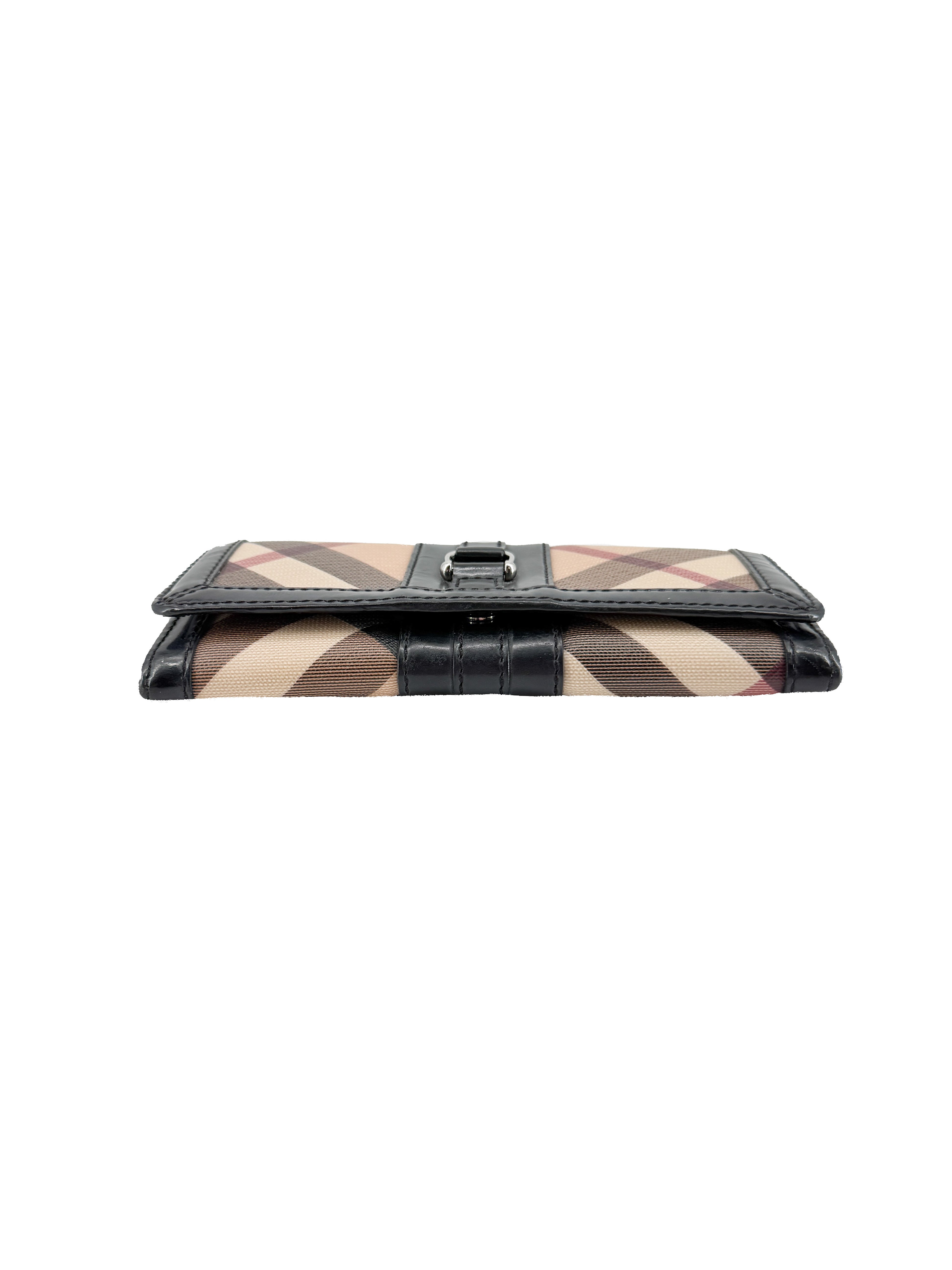 Burberry check black patent leather wallet *as is*